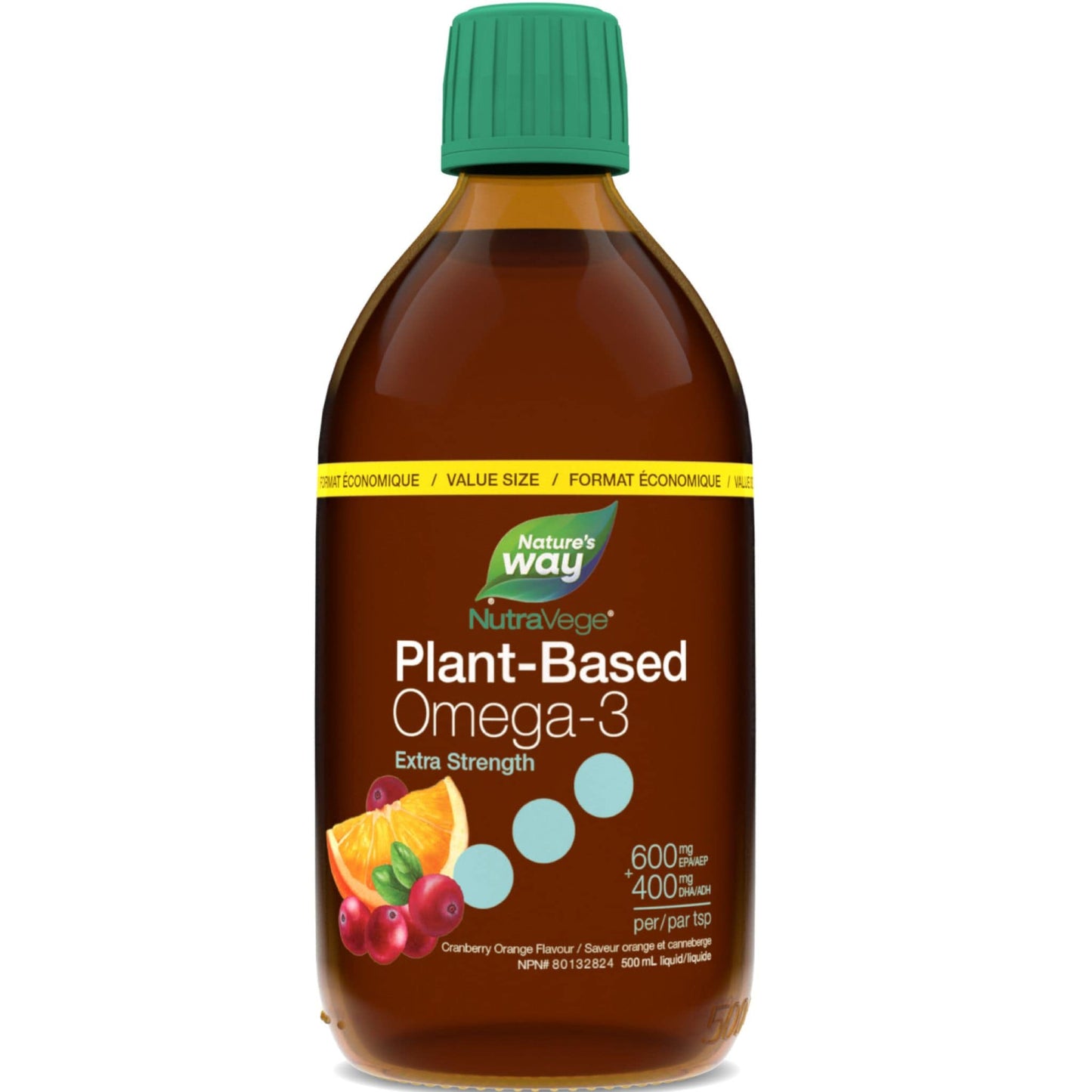 Cranberry Orange Flavour, 500 mL | Nature's Way NutraVege Plant-Based Omega-3 Extra Strength