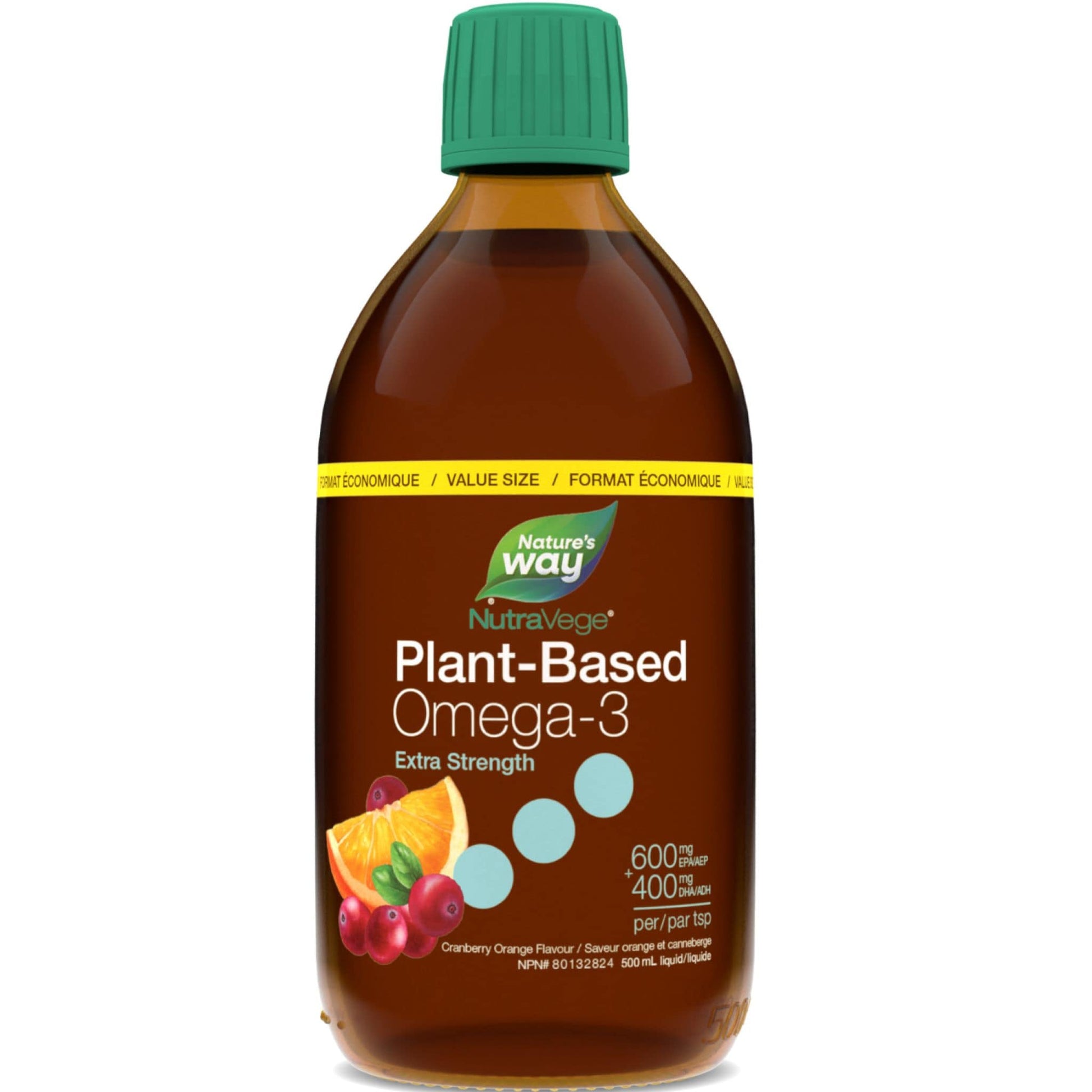 Cranberry Orange Flavour, 500 mL | Nature's Way NutraVege Plant-Based Omega-3 Extra Strength