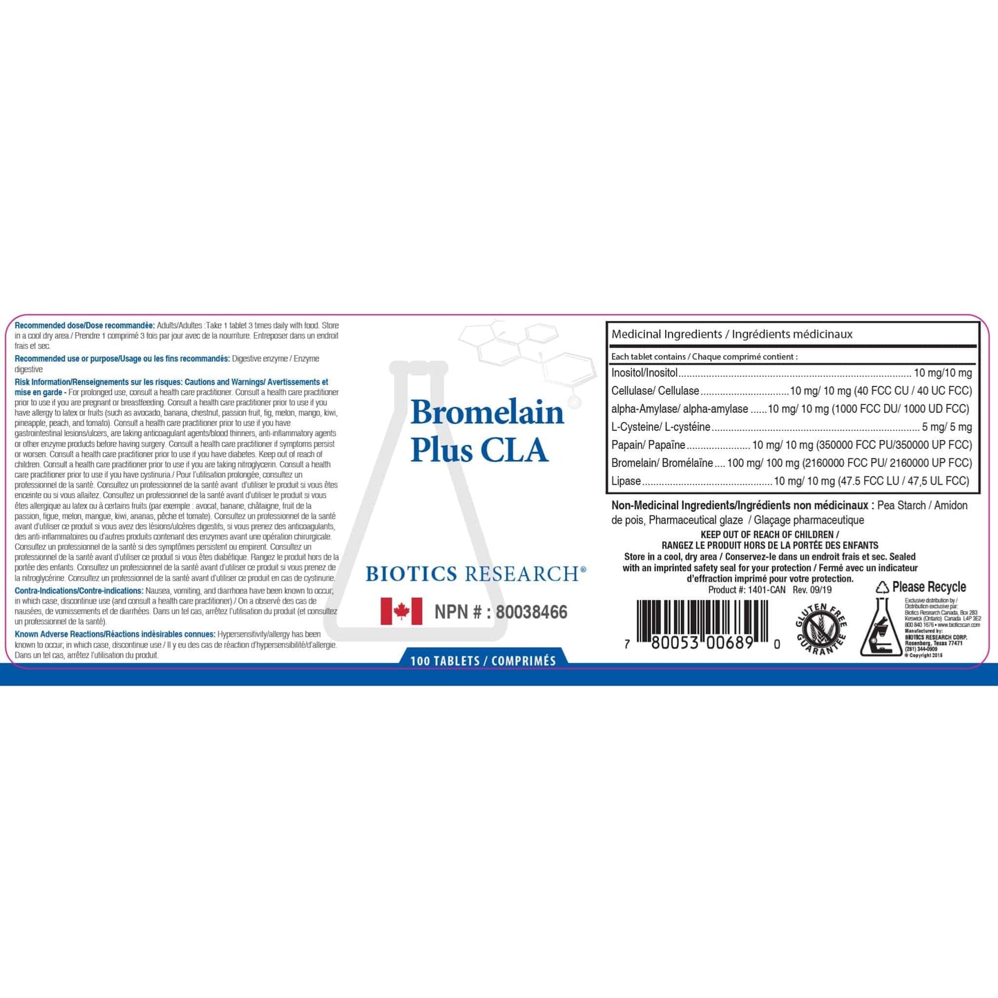 100 Tablets | Biotics Research Bromelain Plus CLA