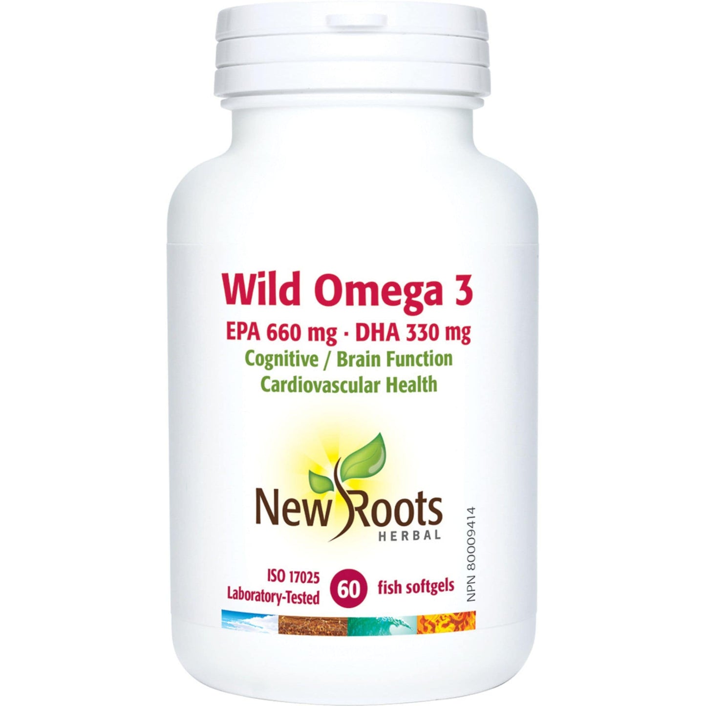Natural Flavour 60 Softgels | New Roots Herbal Wild Omega 3 EPA 660 Mg - DHA 330 Mg // natural flavour