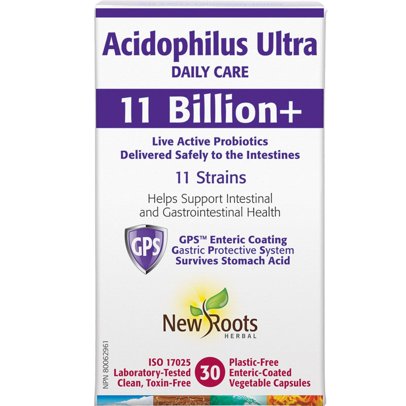 New Roots Acidophilus Ultra, Daily Care, 11 Billion Live Active Cells, 11 Strains, Guaranteed Potency, 30-120 Capsules
