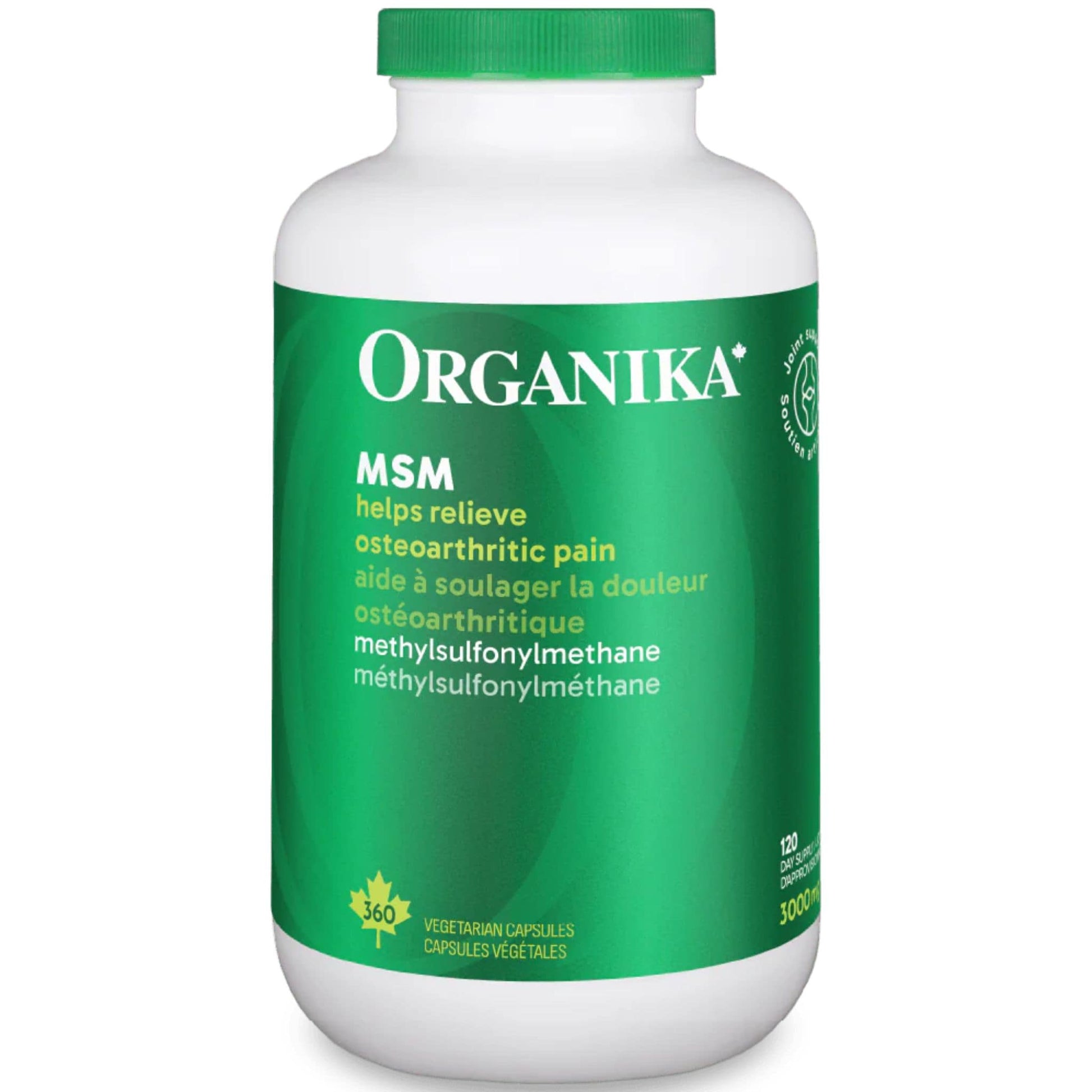 360 Vegetarian Capsules | Organika MSM (methylsulfonylmethane)