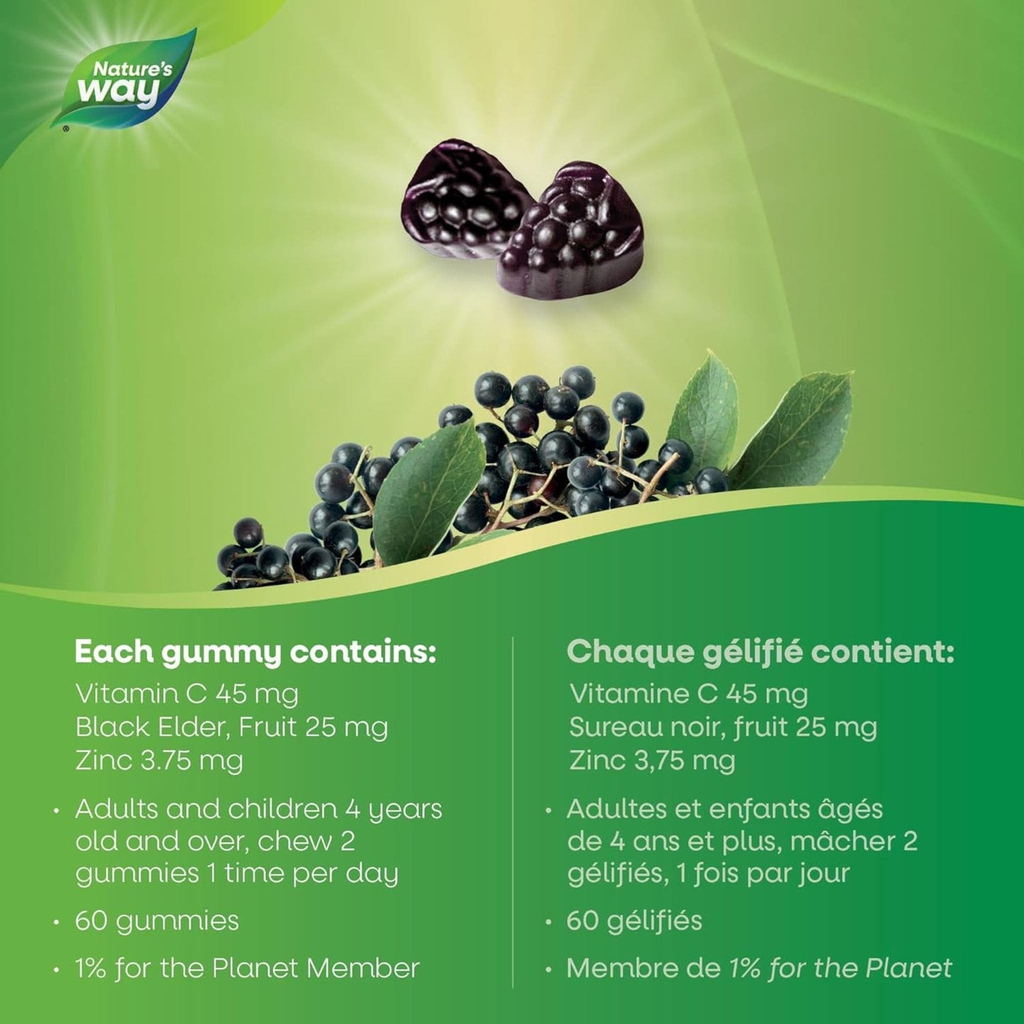 Elderberry, 60 Gummies | Nature's Way Sambucus Immune Support Gummy for Kids