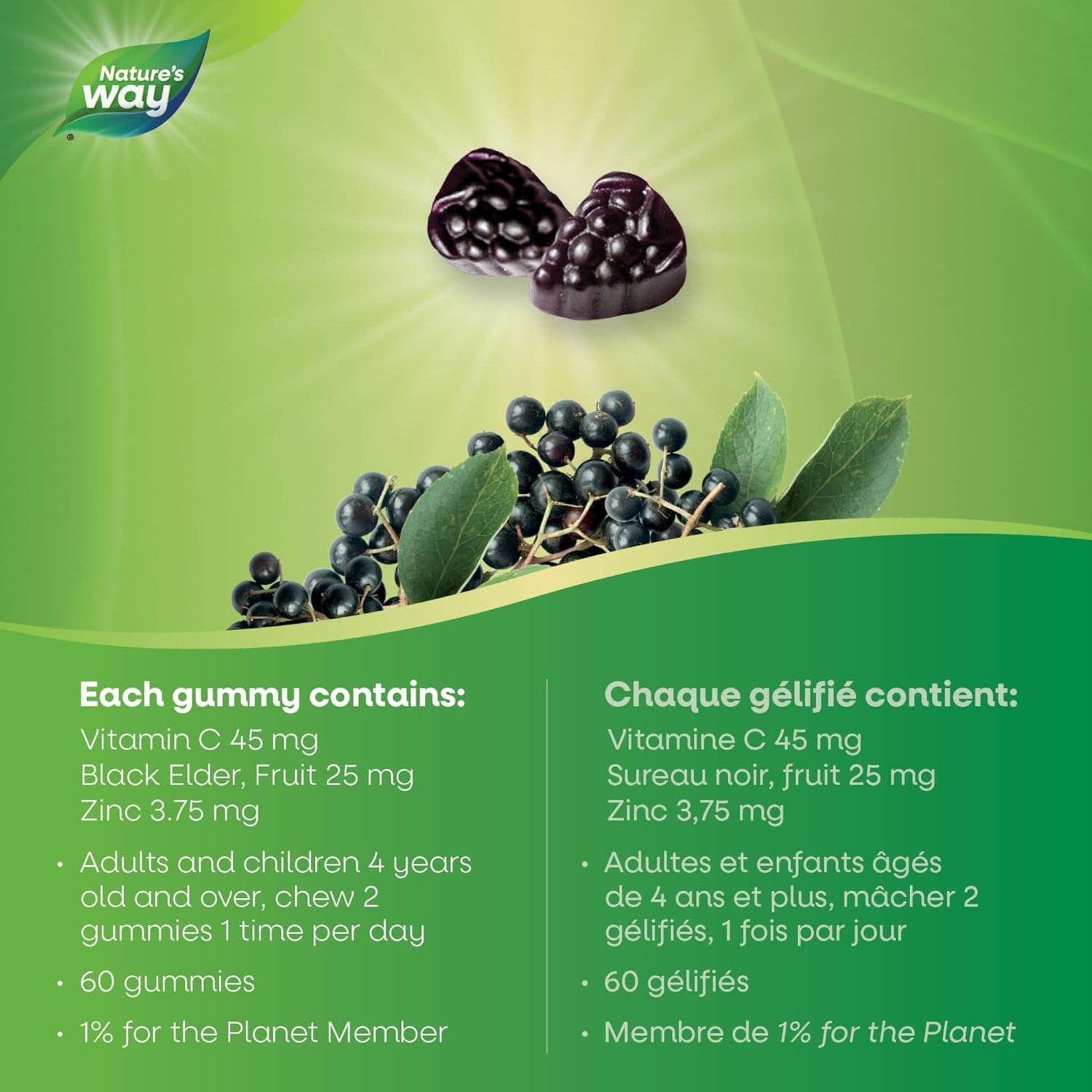 Elderberry, 60 Gummies | Nature's Way Sambucus Immune Support Gummy for Kids