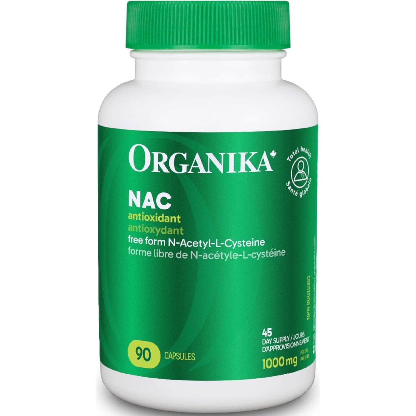 90 Capsules | Organika NAC (N-Acetyl-L-Cysteine) 1000 mg