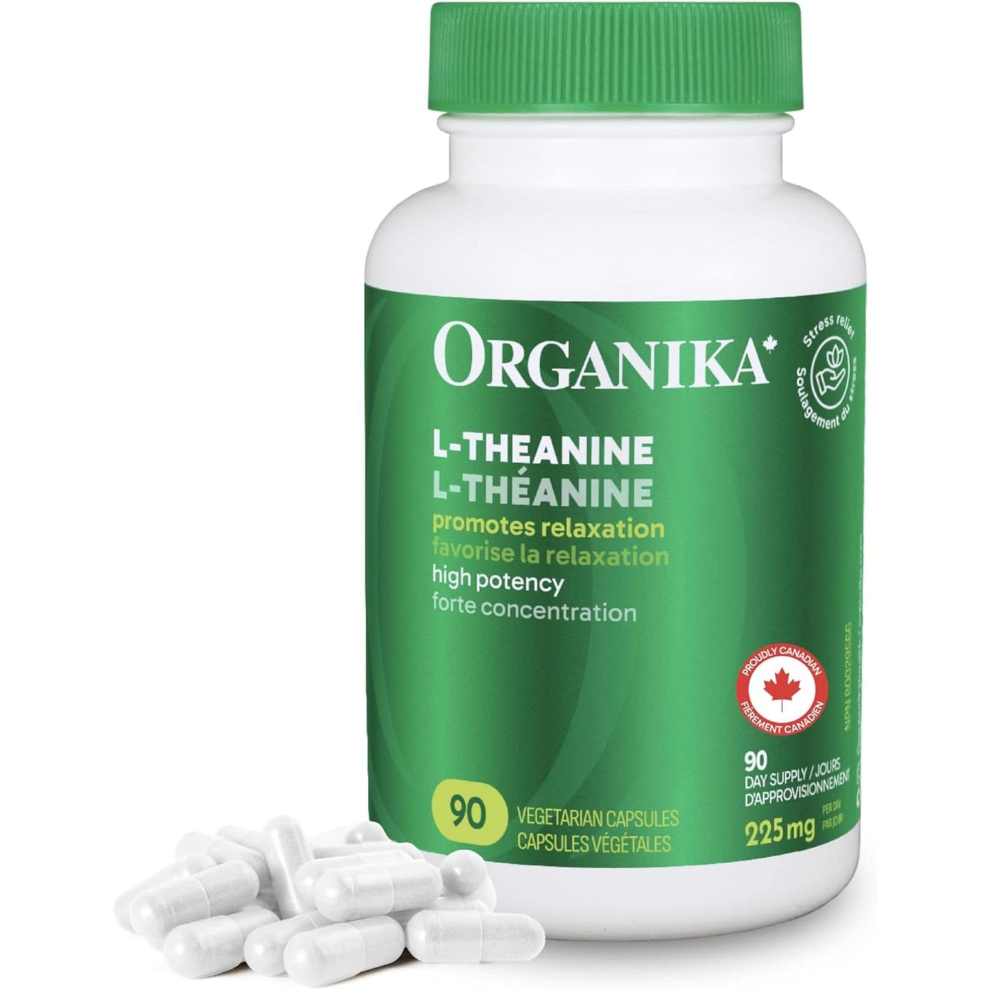 90 Vegetarian Capsules | Organika L-Theanine 225 mg