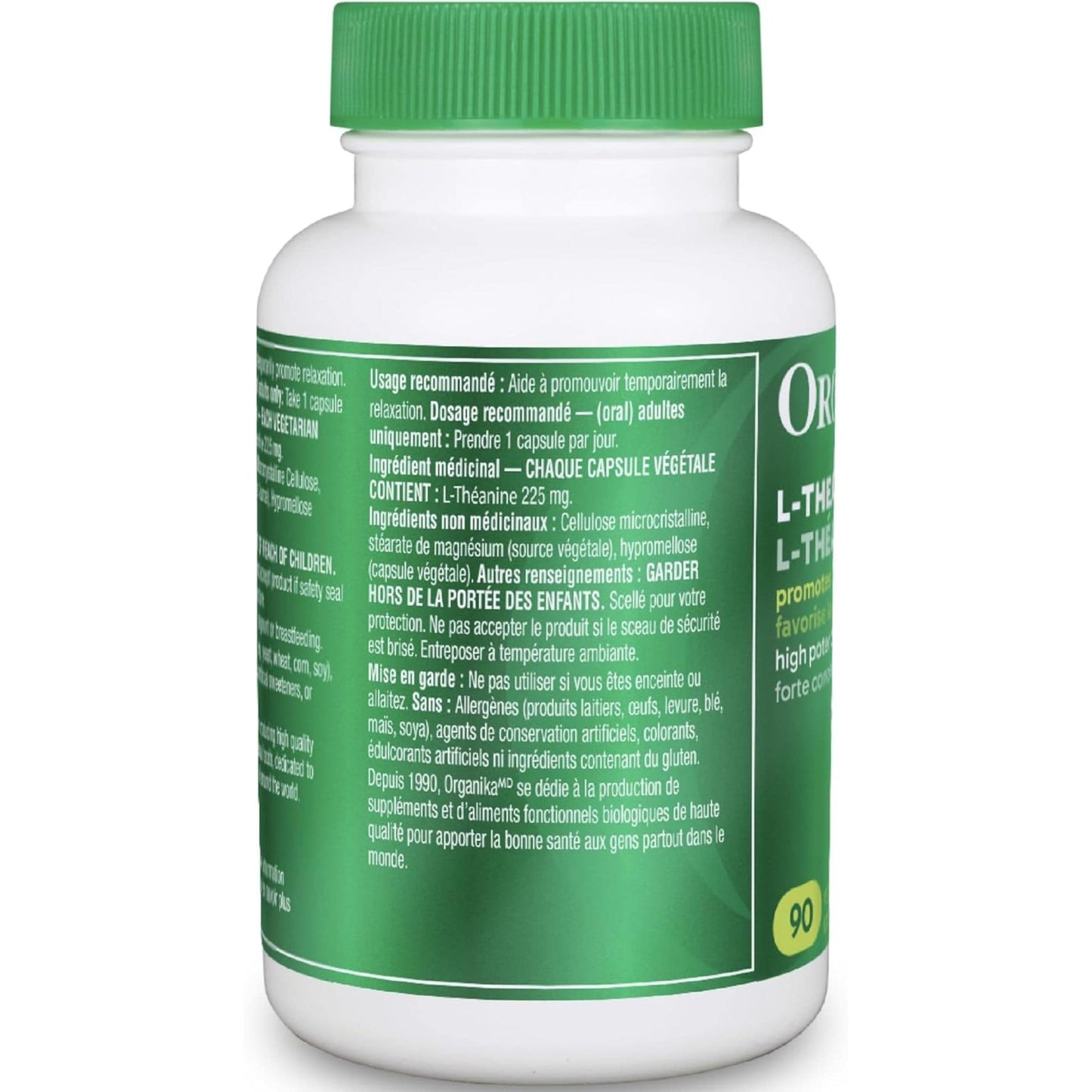 90 Vegetarian Capsules | Organika L-Theanine 225 mg