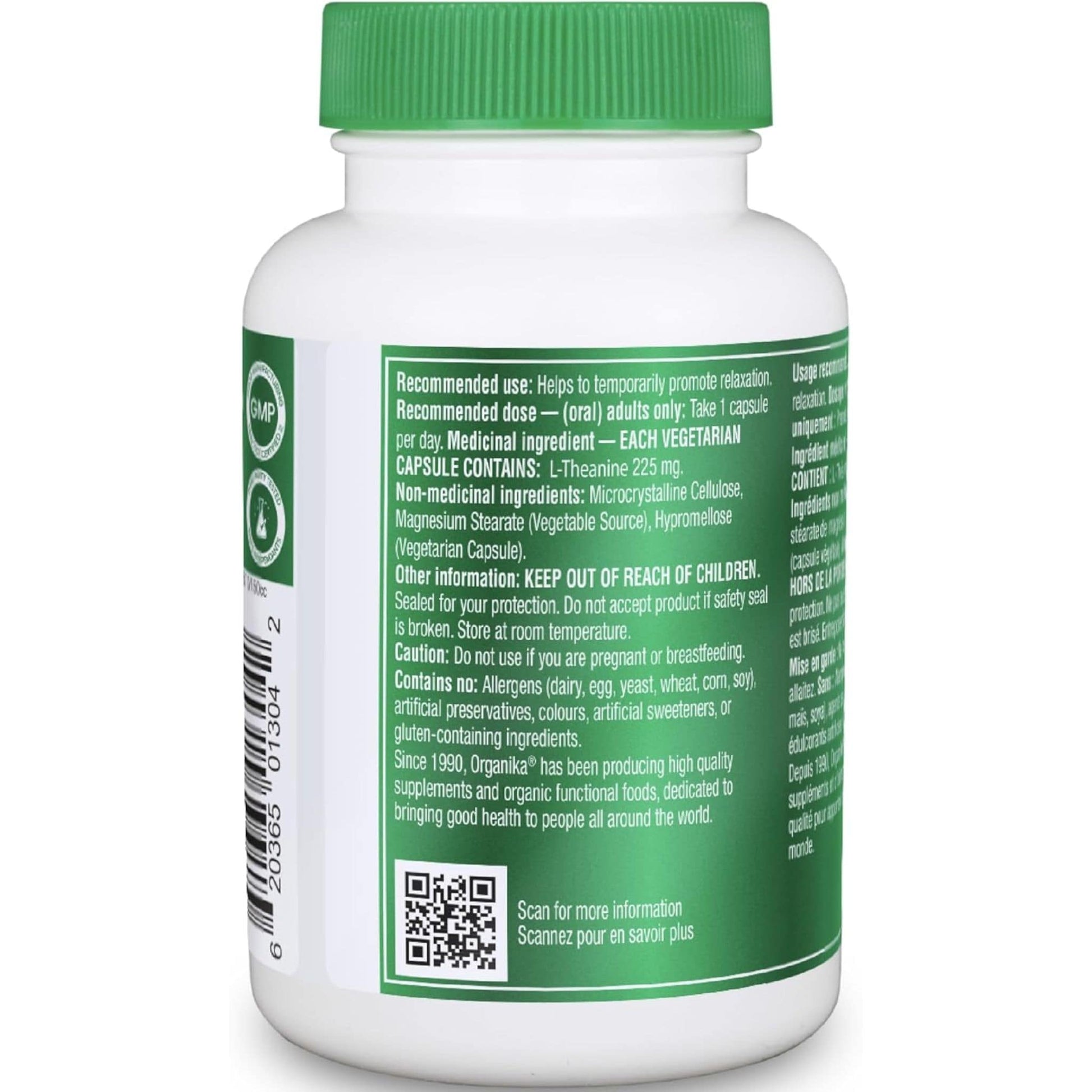 90 Vegetarian Capsules | Organika L-Theanine 225 mg