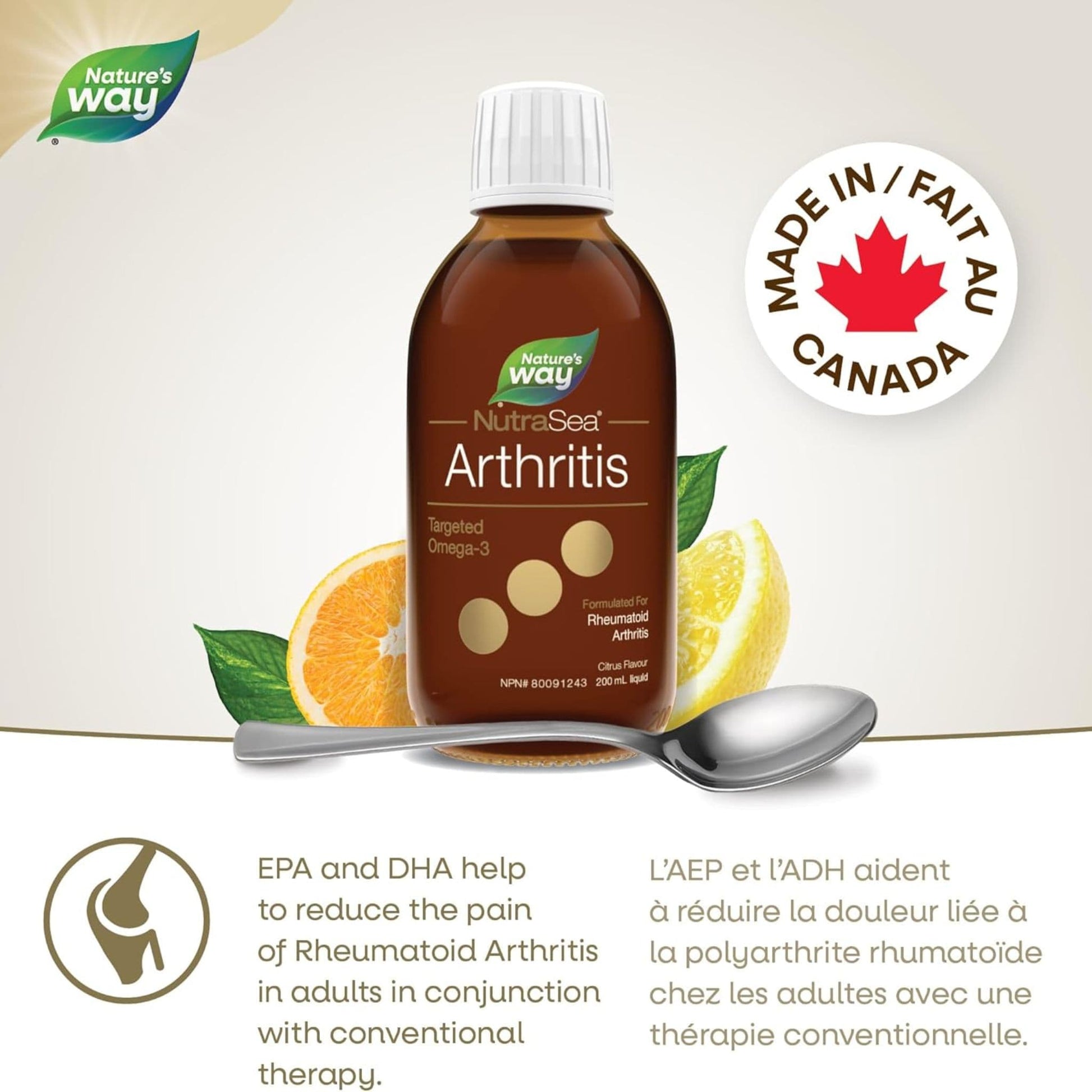 Citrus Flavour, 200 mL | Nature's Way NutraSea Arthritis Targeted Omega-3 Liquid