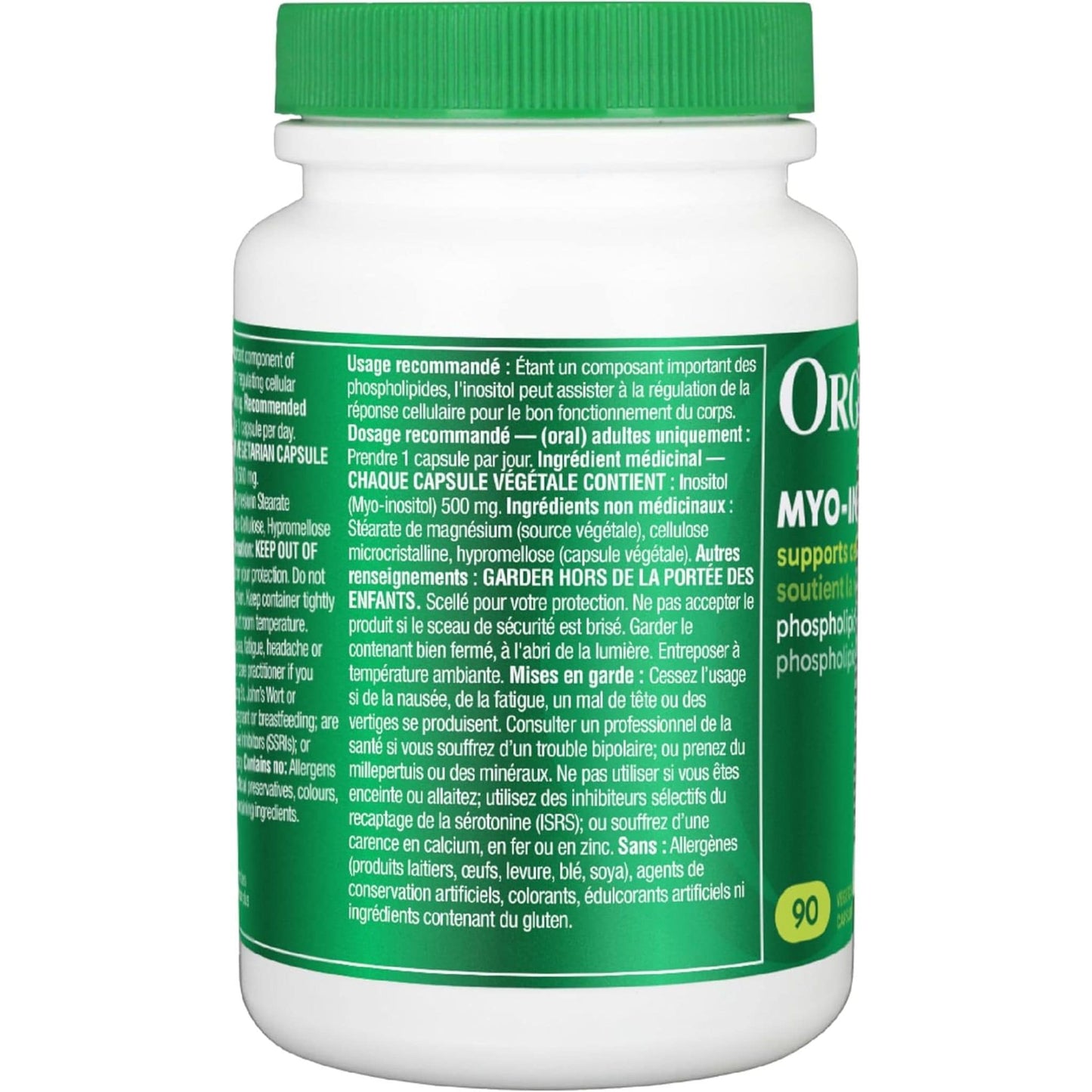 Organika Inositol (Myo-Inositol), 500mg, 90 Vegetarian Capsules