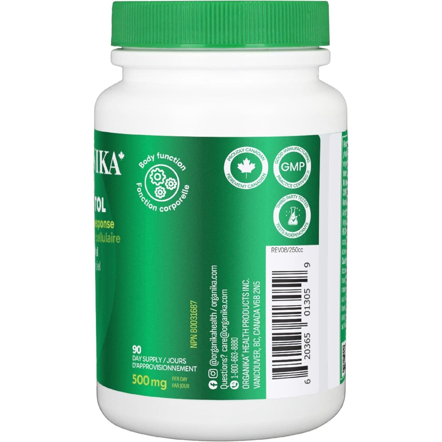 Organika Inositol (Myo-Inositol), 500mg, 90 Vegetarian Capsules