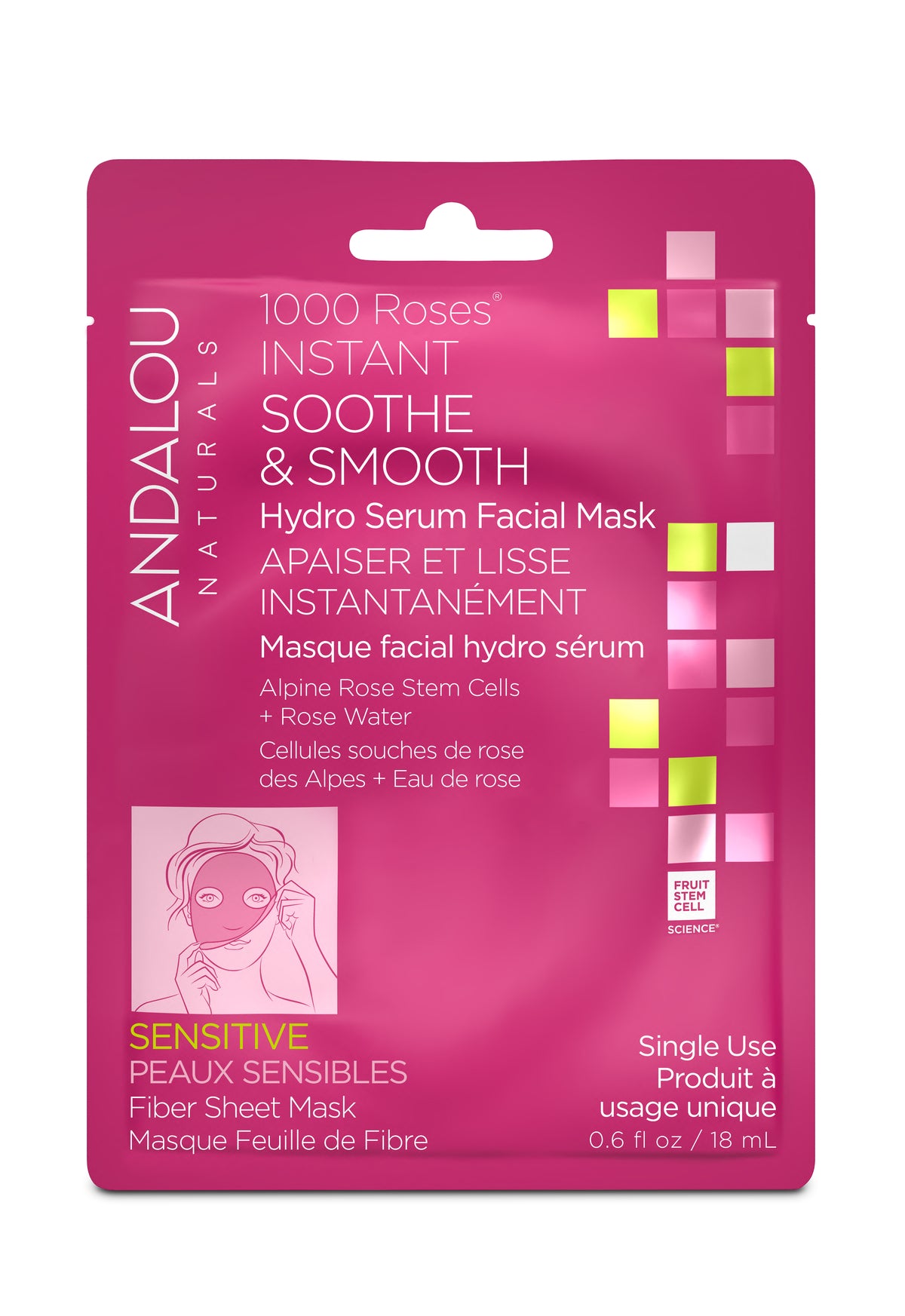 Andalou Naturals 1000 Roses Instant Soothe & Smooth Sheet Mask 6 x 18ml