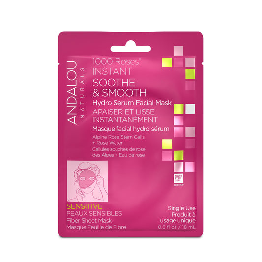 Andalou Naturals 1000 Roses Instant Soothe & Smooth Sheet Mask 6 x 18ml