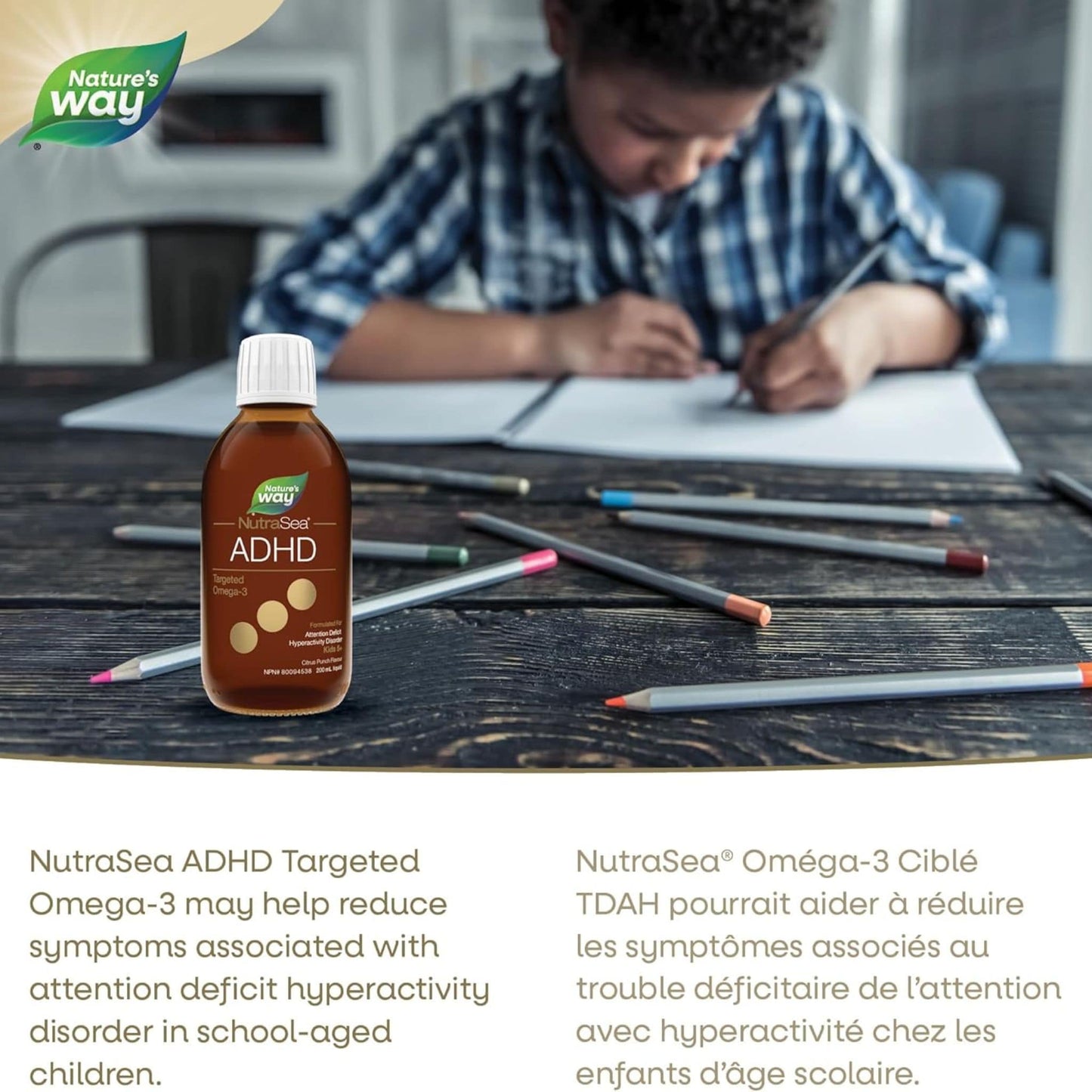 Citrus Punch Flavour, 200 mL | Nature's Way NutraSea ADHD Targeted Omega-3 Kids 5+