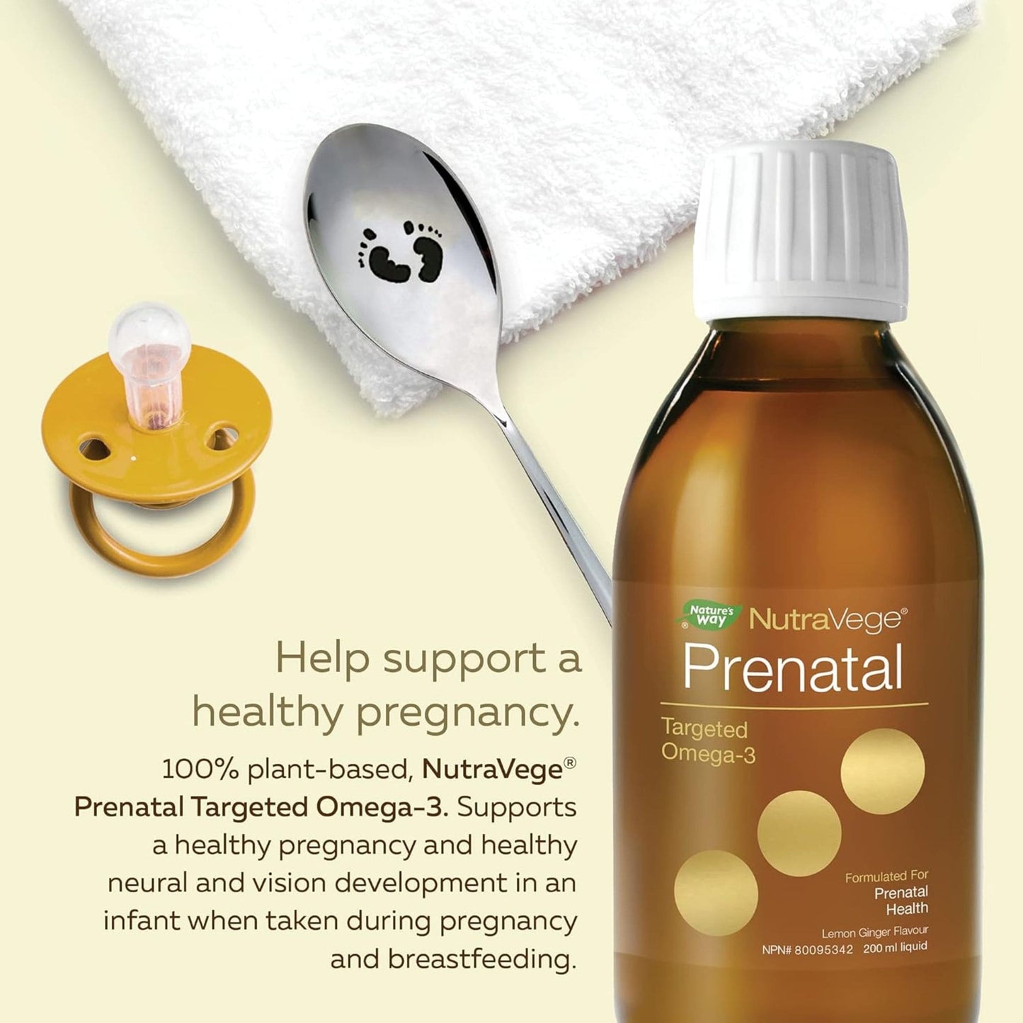 Lemon Ginger Flavour, 200mL | Nature's Way NutraVege Prenatal Targeted Omega-3