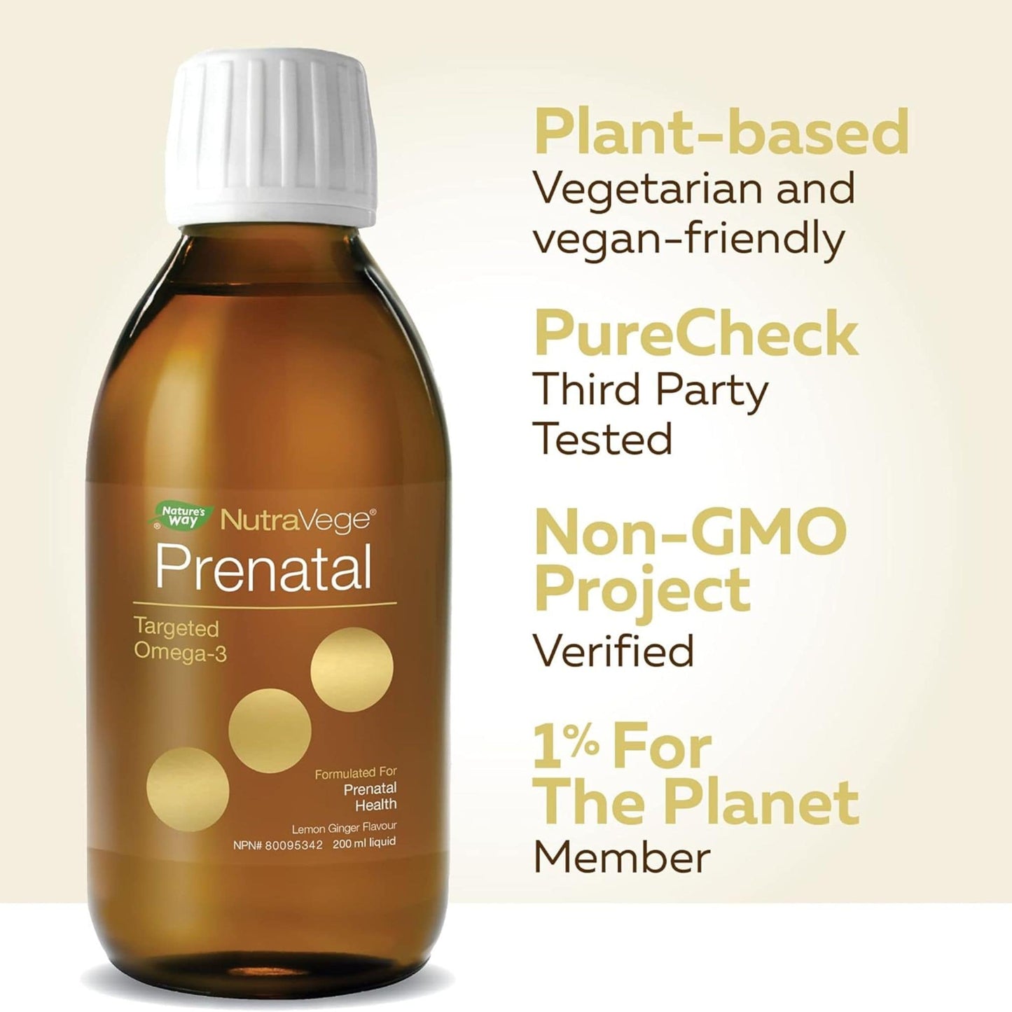 Lemon Ginger Flavour, 200mL | Nature's Way NutraVege Prenatal Targeted Omega-3