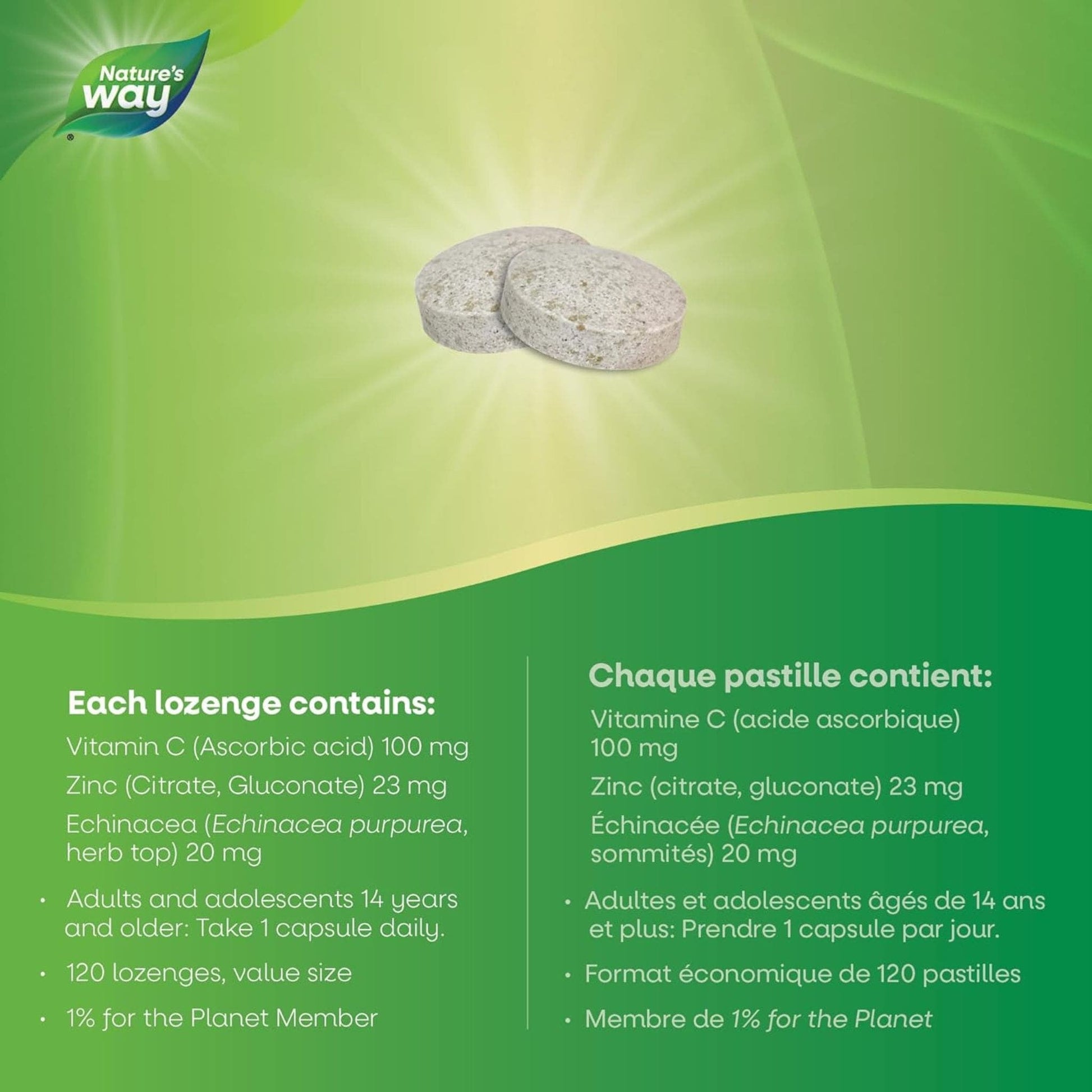 120 Lozenges | Nature's Way Zinc with Echinacea and Vitamin C