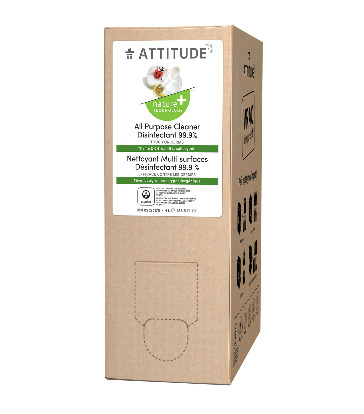 Attitude All-Purpose Disinfectant Cleaner 99.9% Thyme & Citrus 4L