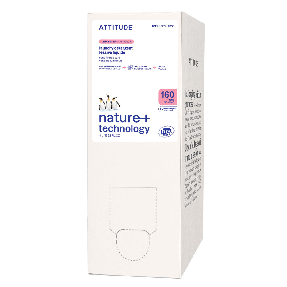 Attitude Laundry Detergent Unscented 4L (160 loads)