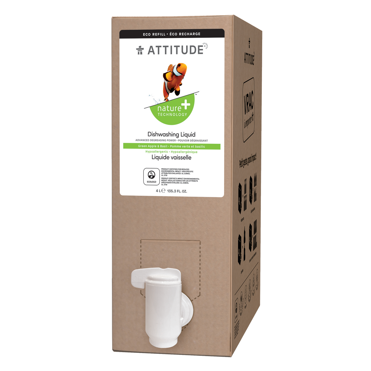 Attitude Dishwashing Liquid Green Apple & Basil 4L