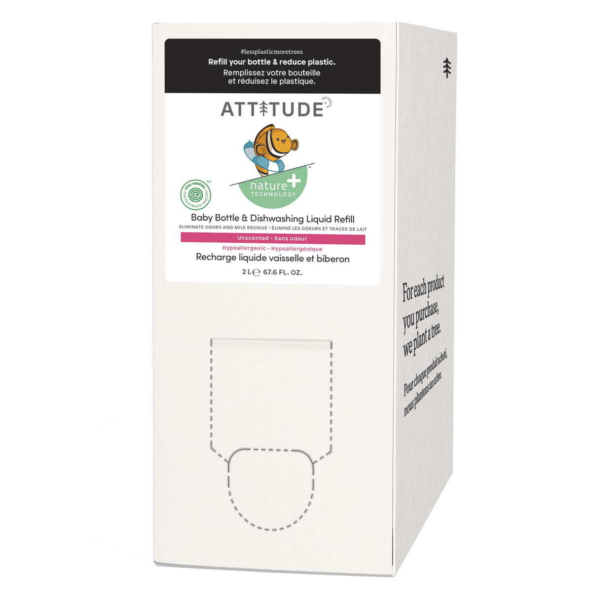 Attitude Baby Bottle & Dishwashing Liquid, Fragrance-Free Fragrance-Free 2L