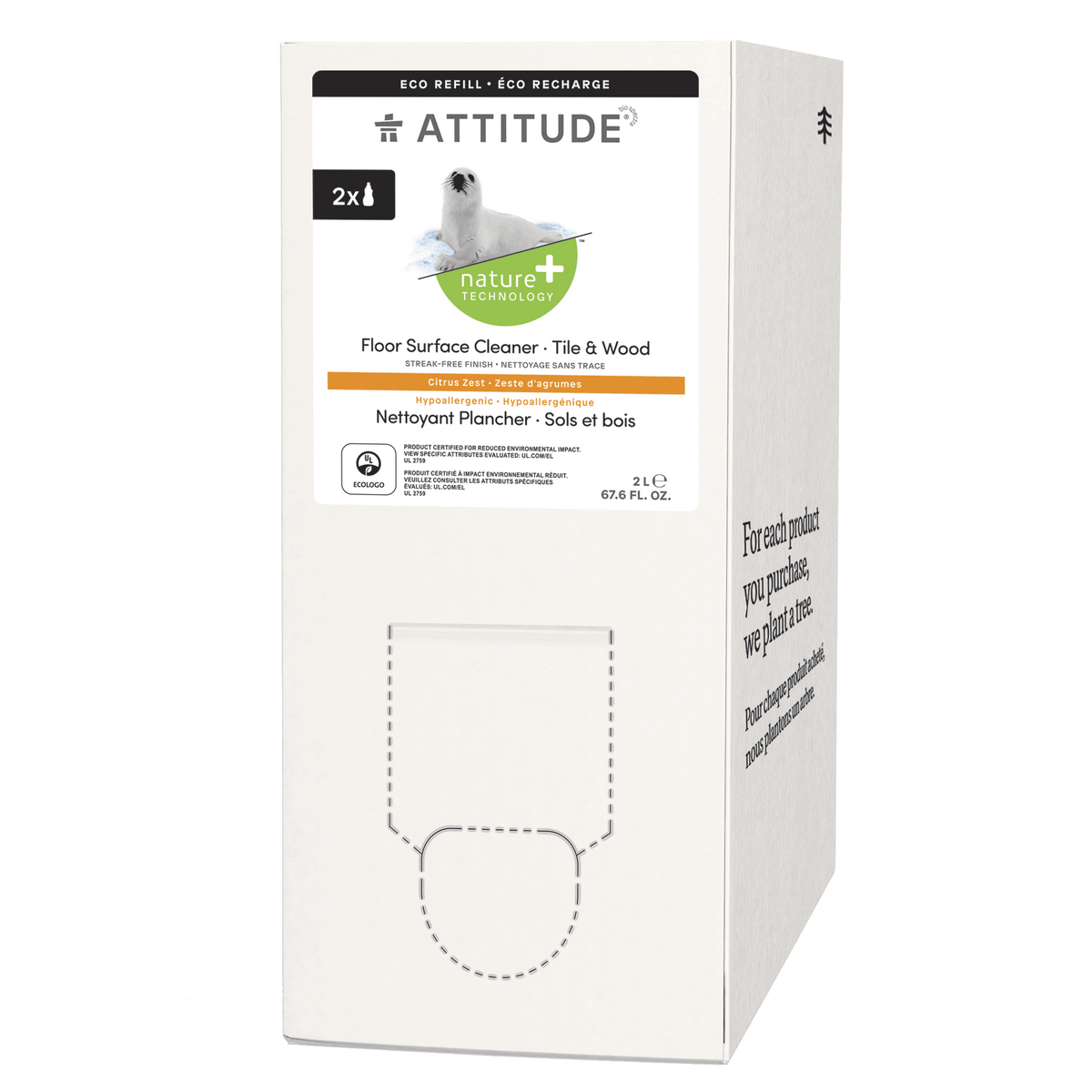 Attitude Floor & Surfaces Cleaner, Tiles & Wood Citrus Zest 2L