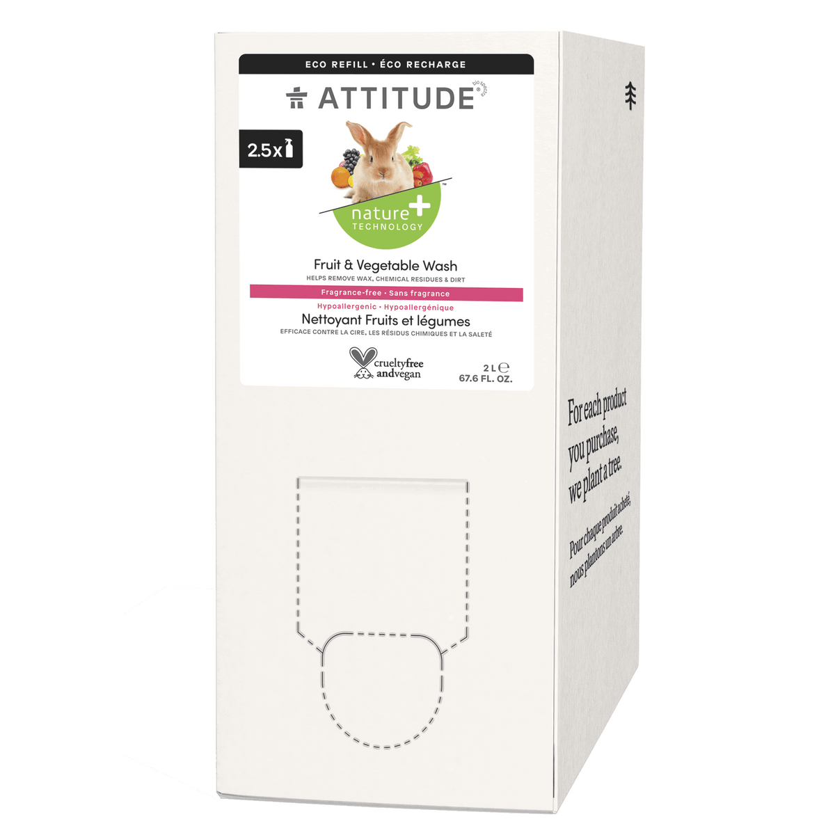 Attitude Fruit & Vegetable Wash, Fragrance-Free Fragrance-Free 2L