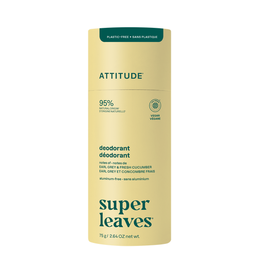 Attitude Super Leaves Deodorant Earl Grey & Cucumber Plastic-Free Tube