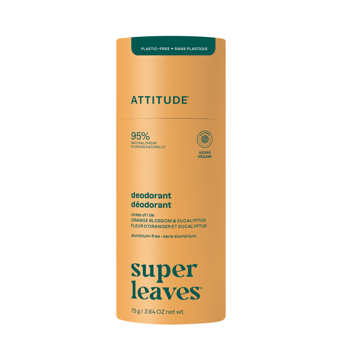 Attitude Super Leaves Deodorant Orange & Eucalyptus Plastic-Free Tube