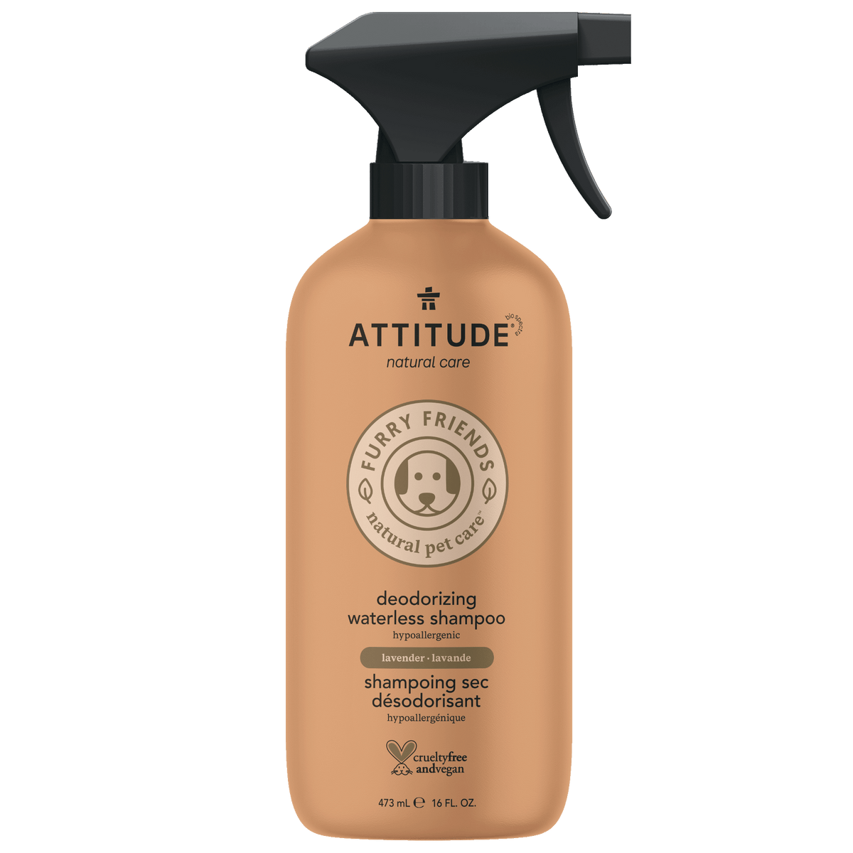 Attitude Furry Friends Waterless Pet Care, Lavender Deodorizing Waterless Shampoo 473ml