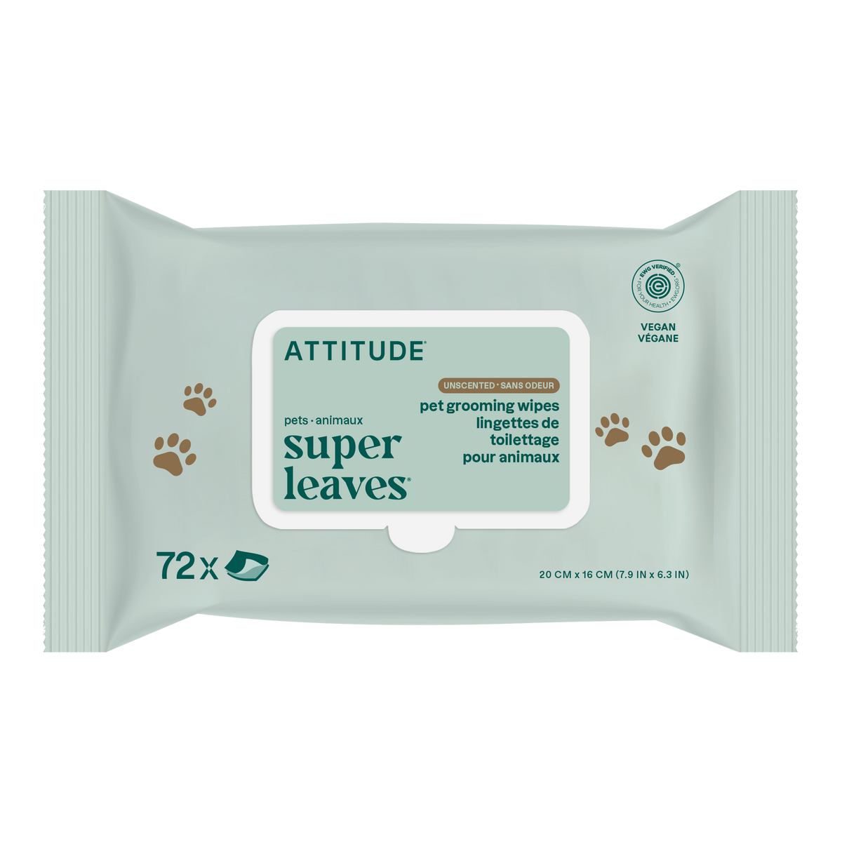 Attitude Furry Friends Pet Grooming Wipes, Unscented Unscented 72 Wipes