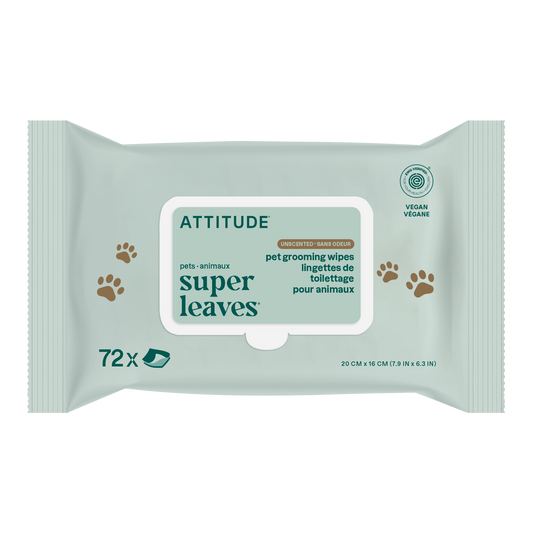 Attitude Furry Friends Pet Grooming Wipes, Unscented Unscented 72 Wipes