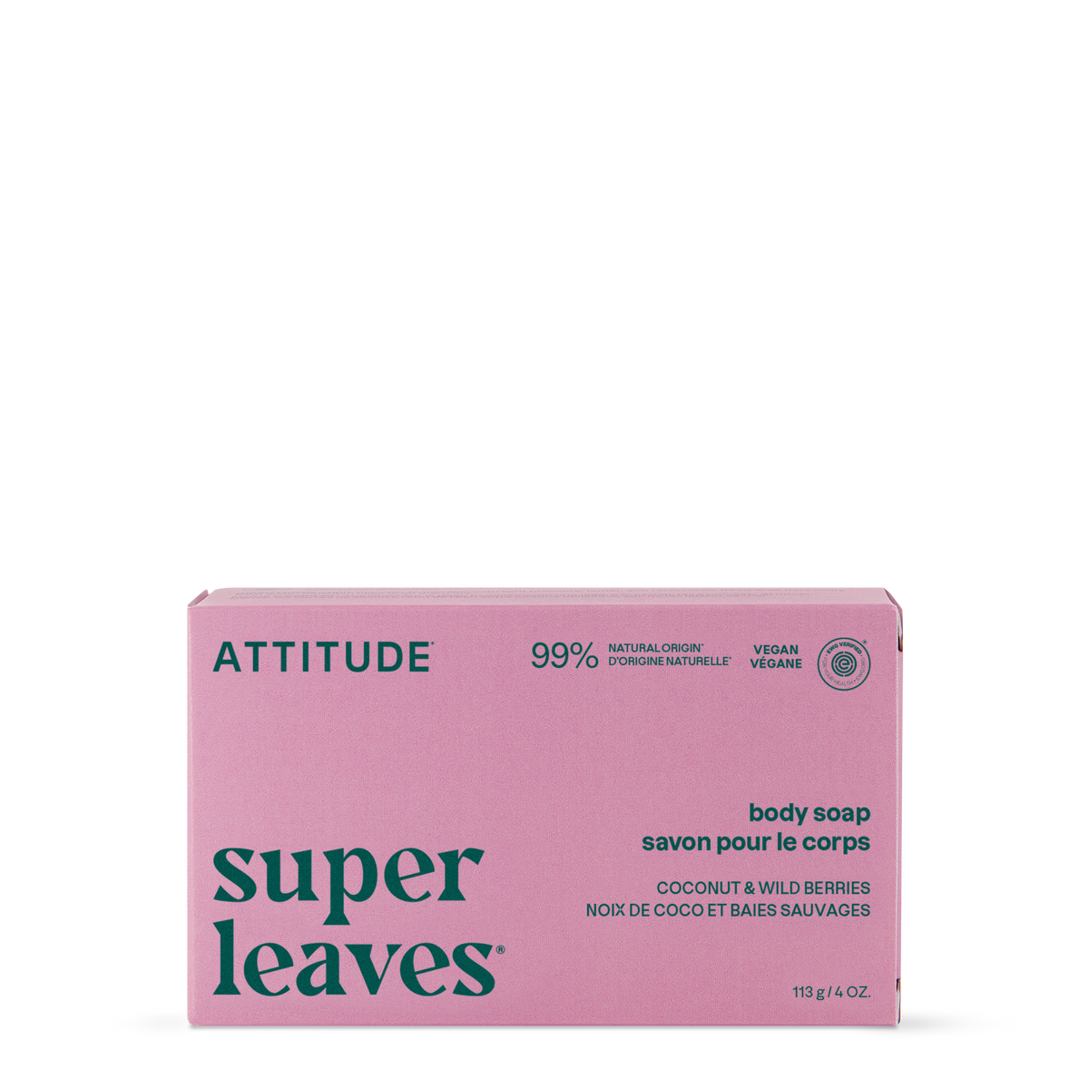 Attitude Super Leaves Body Soap Bar Coconut & Wild Berries 113g