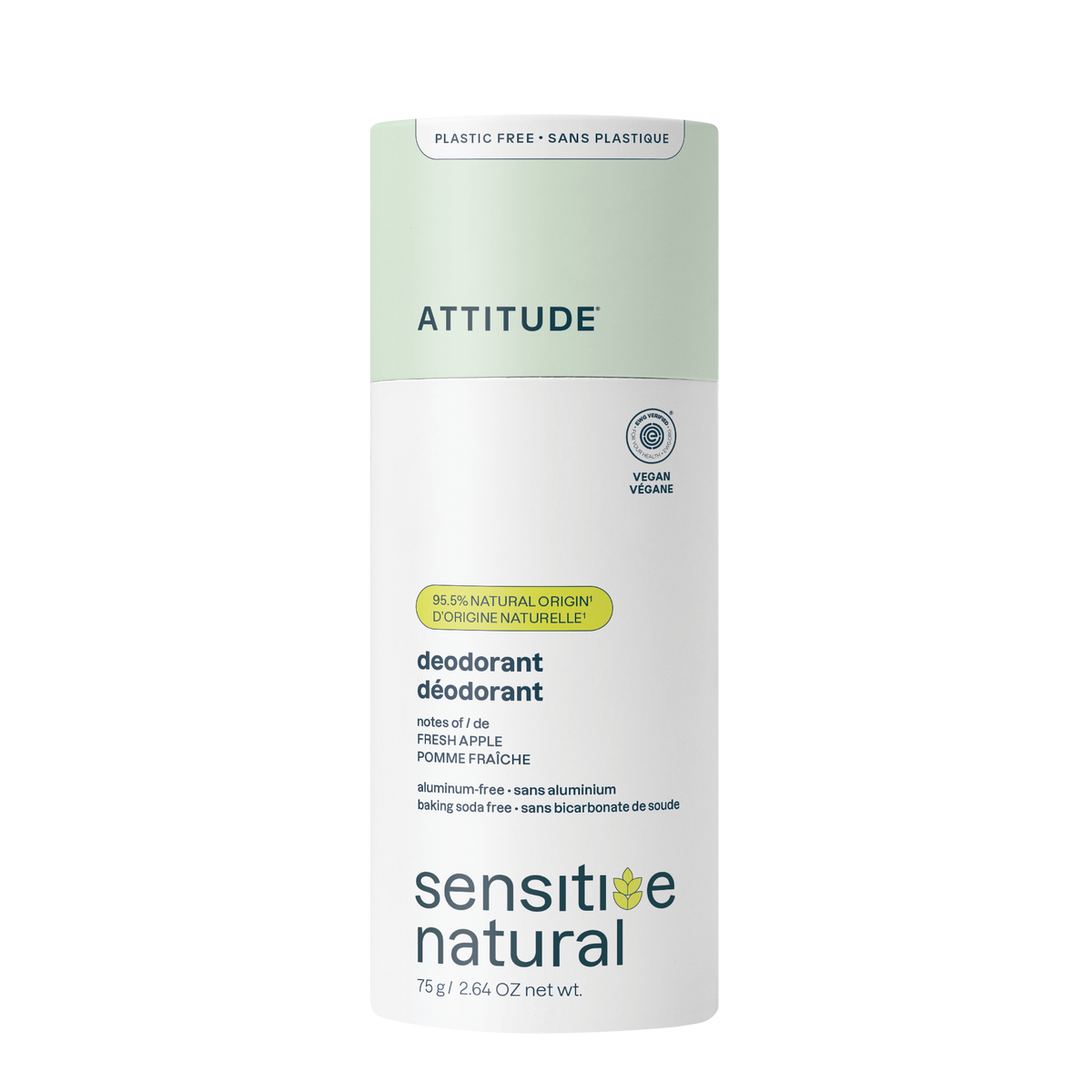 Attitude Sensitive Skin Deodorant Fresh Apple Plastic-Free Tube