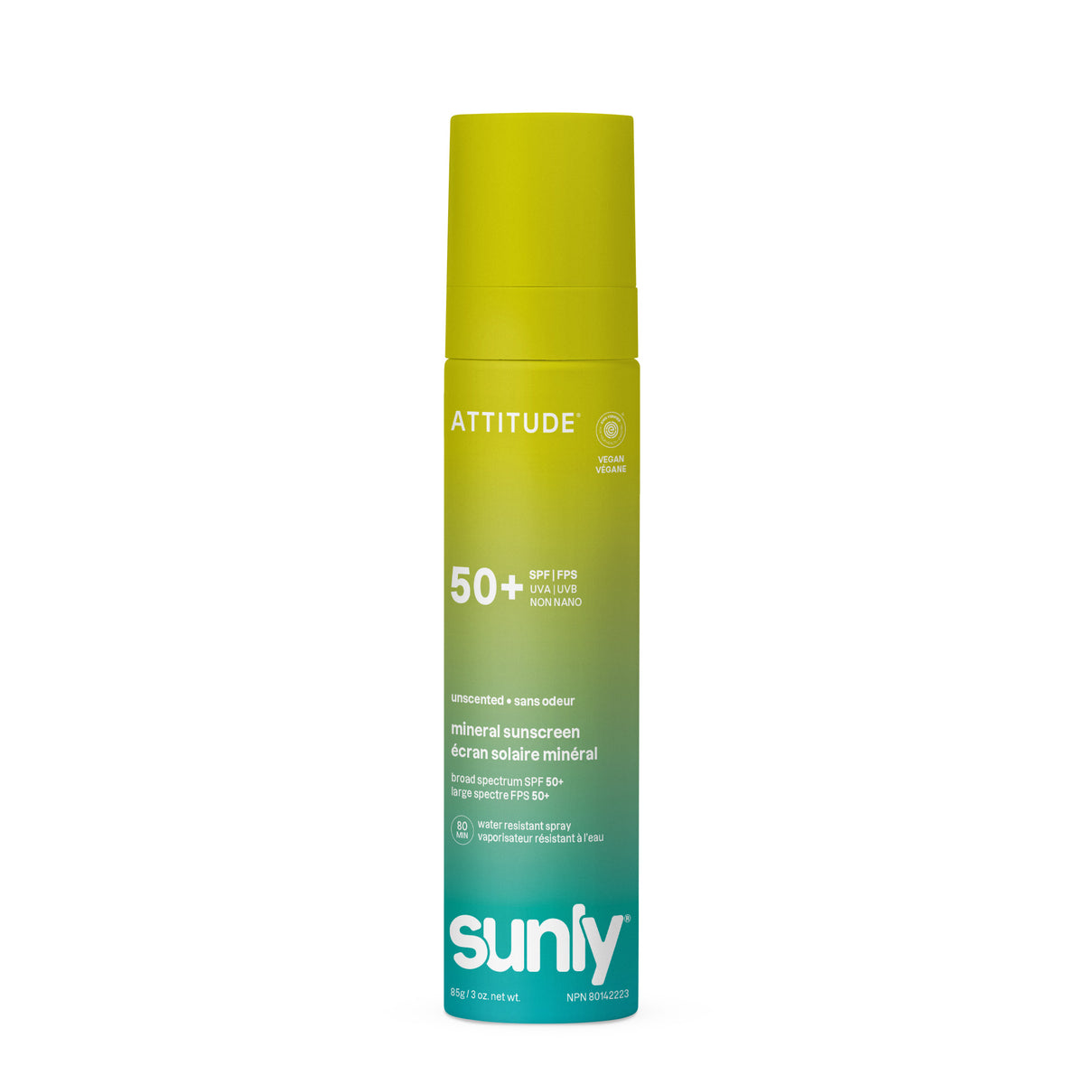 Attitude Sunly SPF 50+ Mineral Sunscreen Spray 85g Unscented
