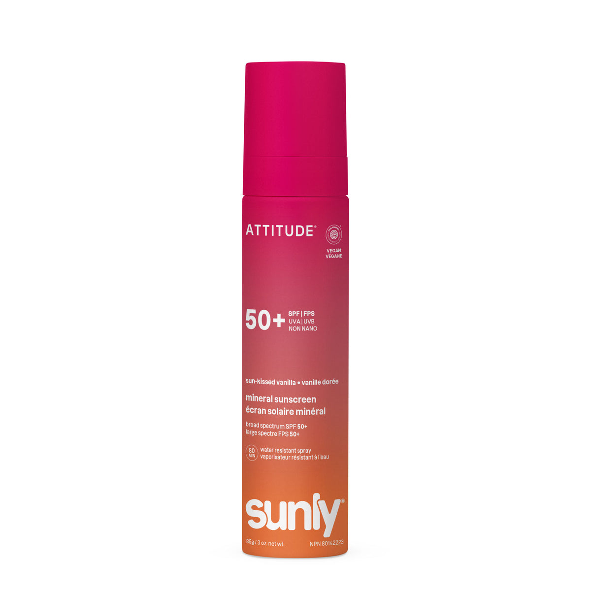 Attitude Sunly SPF 50+ Mineral Sunscreen Spray 85g Sun-Kissed Vanilla