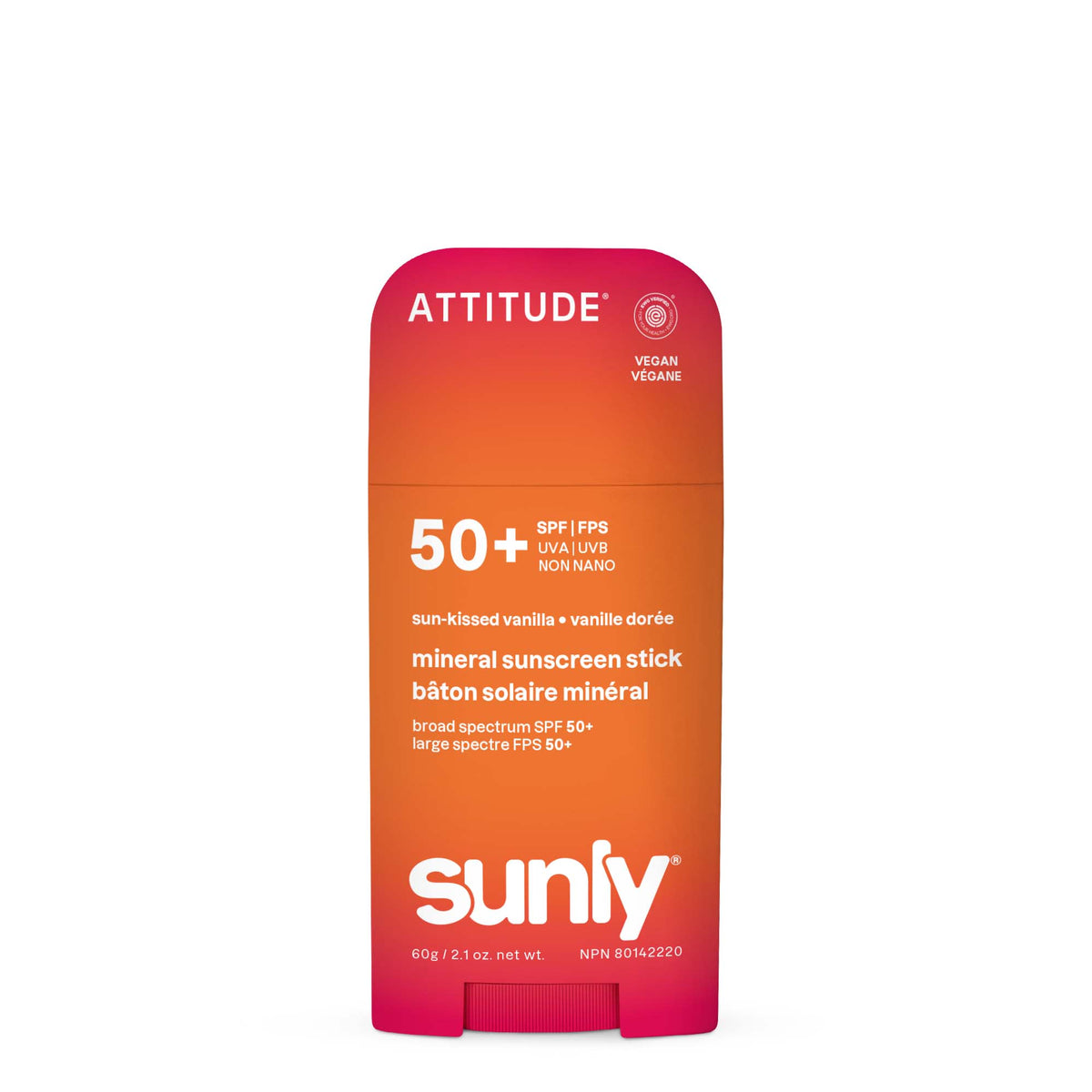 Attitude Sunly SPF 50+ Mineral Sunscreen Stick 60g Sun-Kissed Vanilla
