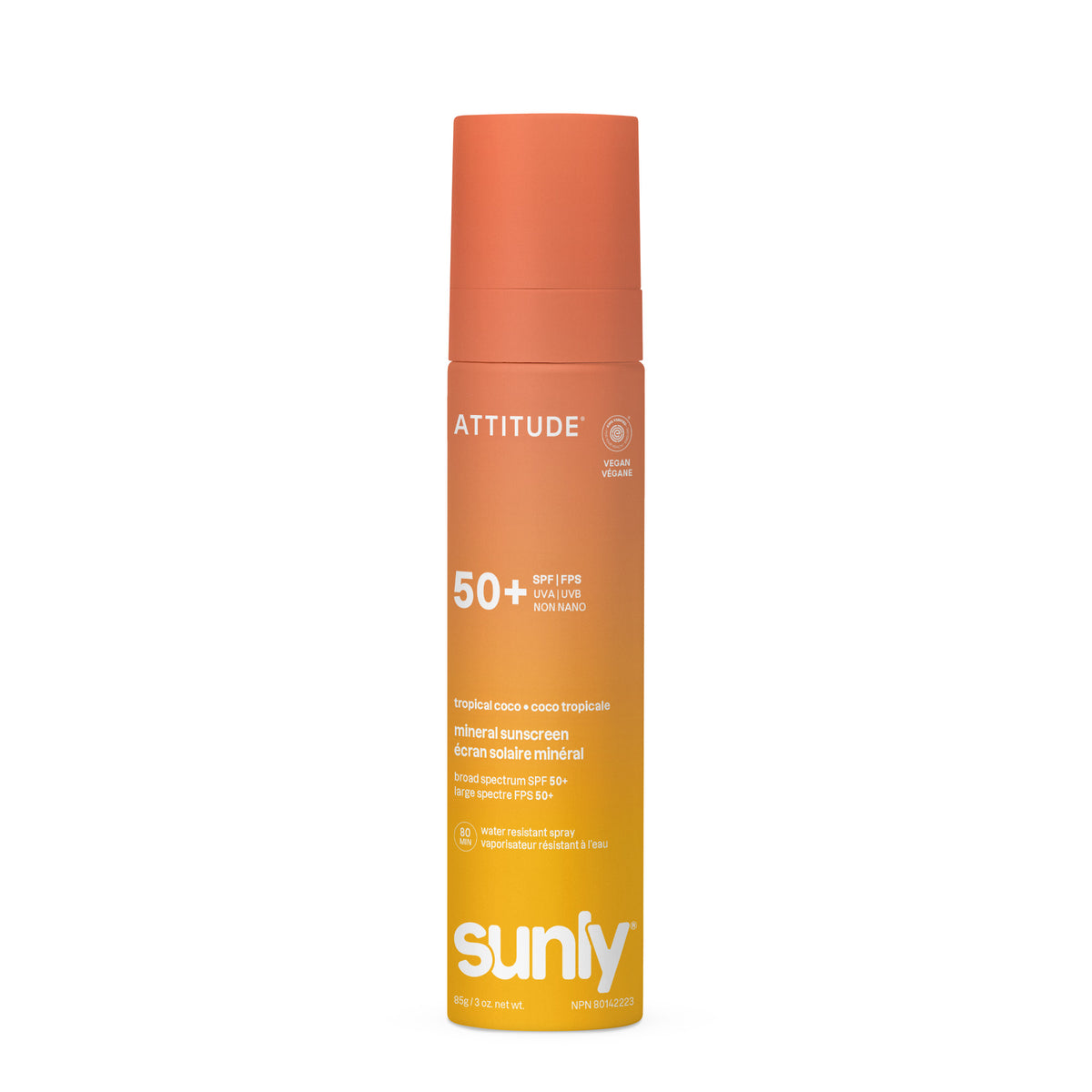 Attitude Sunly SPF 50+ Mineral Sunscreen Spray 85g Tropical Coco