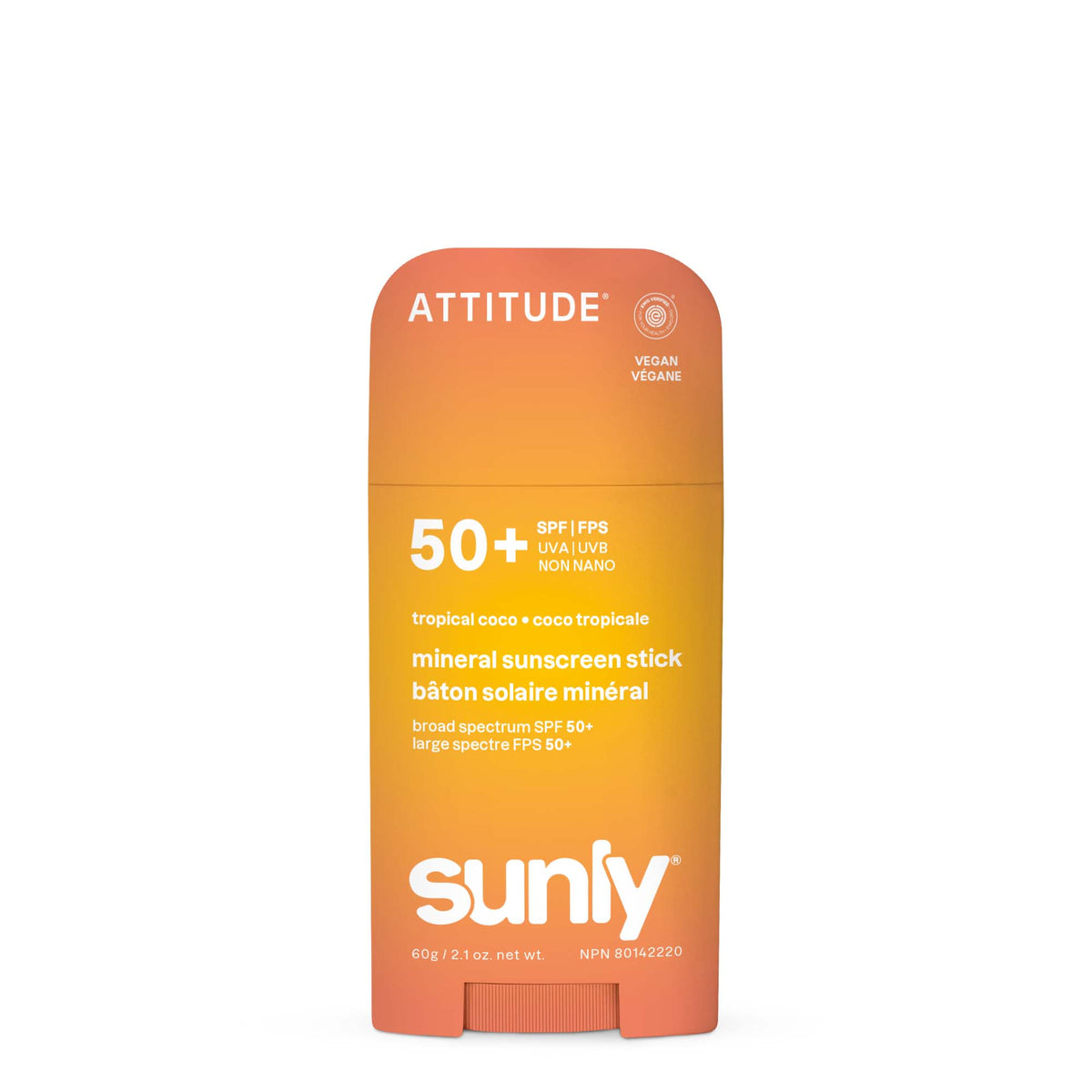 Attitude Sunly SPF 50+ Mineral Sunscreen Stick 60g Tropical Coco