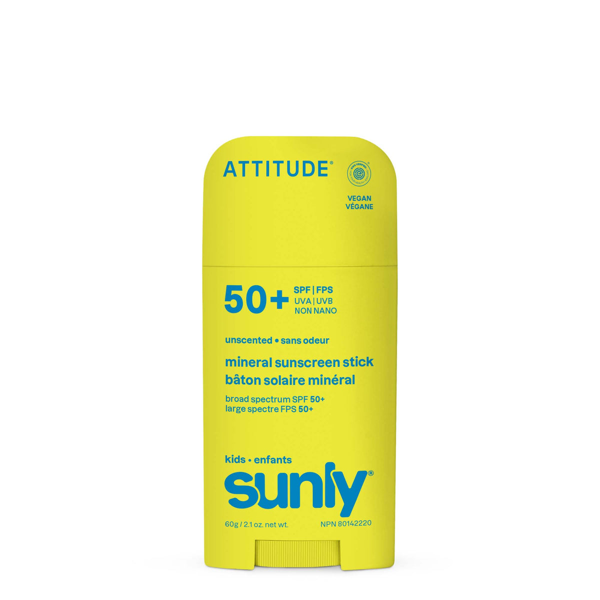 Attitude Sunly Kids SPF 50+ Mineral Sunscreen Stick 60g Unscented
