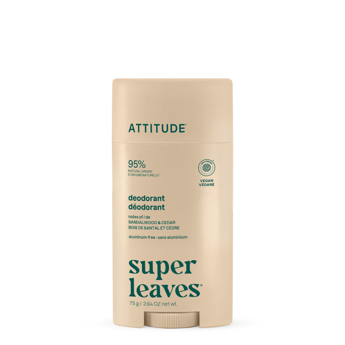 Attitude Super Leaves Deodorant Sandalwood & Cedar Twist Stick