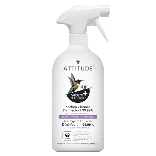 Attitude Disinfectant Cleaners 99.9%, Lavender Kitchen Cleaner Disinfectant 800ml
