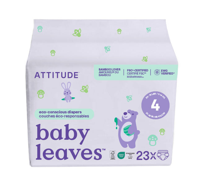 Attitude Bamboo Baby Diapers Size 4 (9-14 kg) 23 Diapers