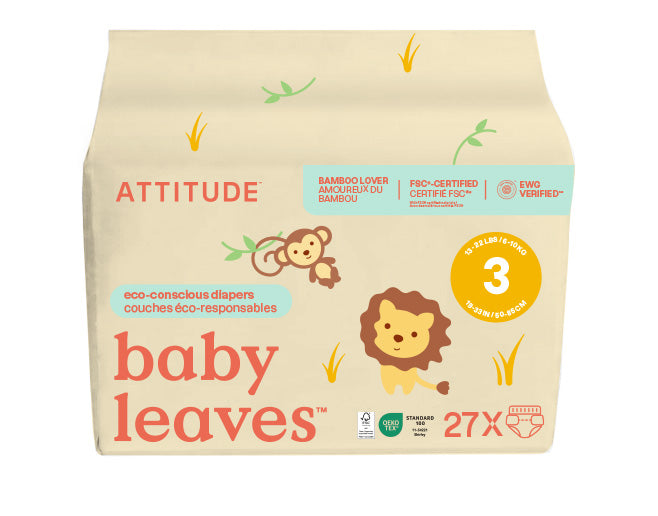 Attitude Bamboo Baby Diapers Size 3 (6-10 kg) 27 Diapers