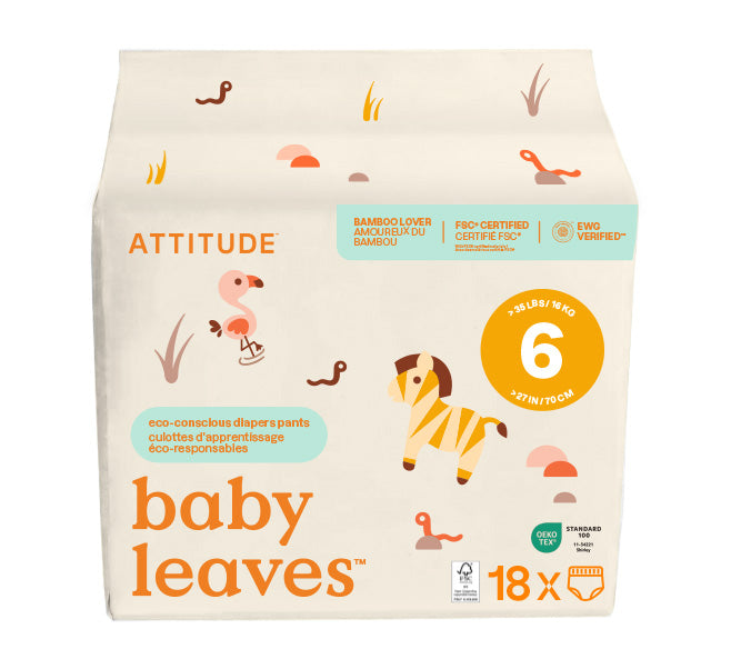 Attitude Bamboo Baby Diapers Training Pants Size 6 (over 16 kg) 18 Pants