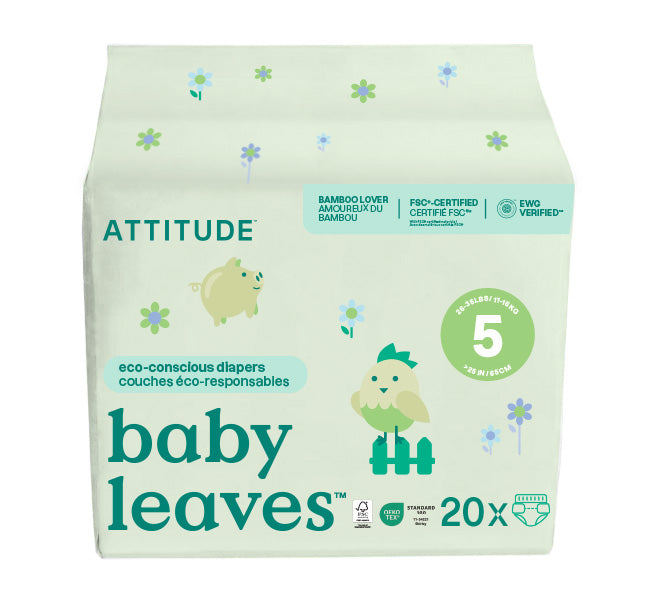 Attitude Bamboo Baby Diapers Size 5 (11-16 kg) 20 Diapers