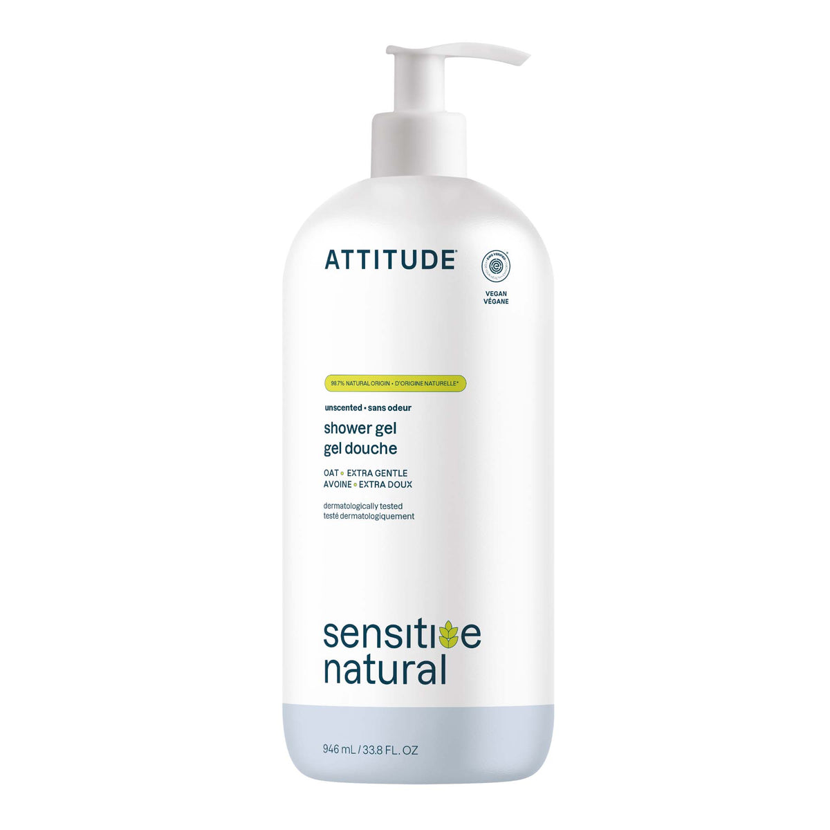 Attitude Sensitive Skin Natural Shower Gel Unscented 946ml