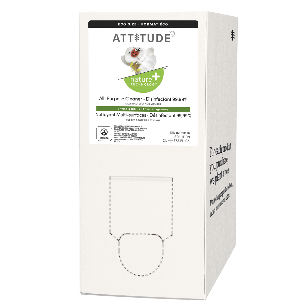 Attitude All-Purpose Disinfectant Cleaner 99.9% Thyme & Citrus 2L