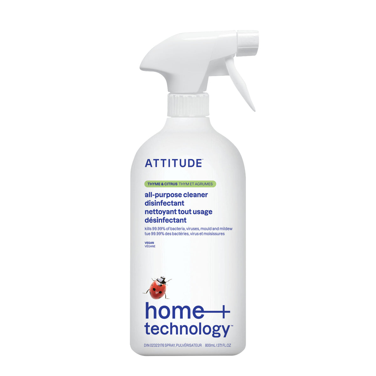 Attitude All-Purpose Disinfectant Cleaner 99.9% Thyme & Citrus 800ml
