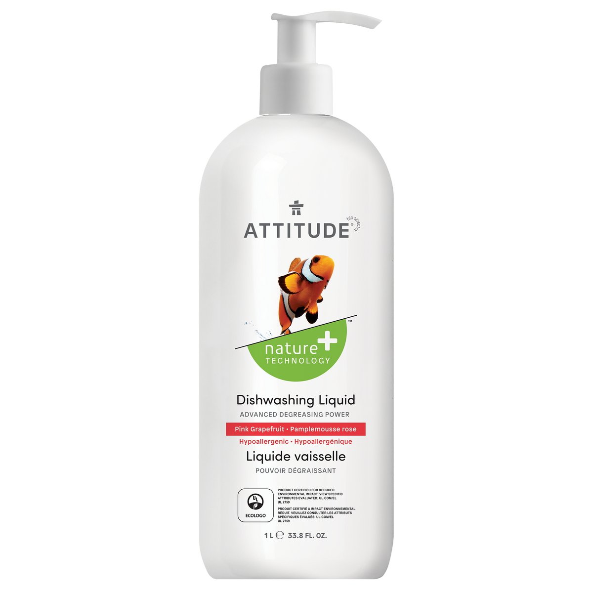 Attitude Dishwashing Liquid Pink Grapefruit 1L